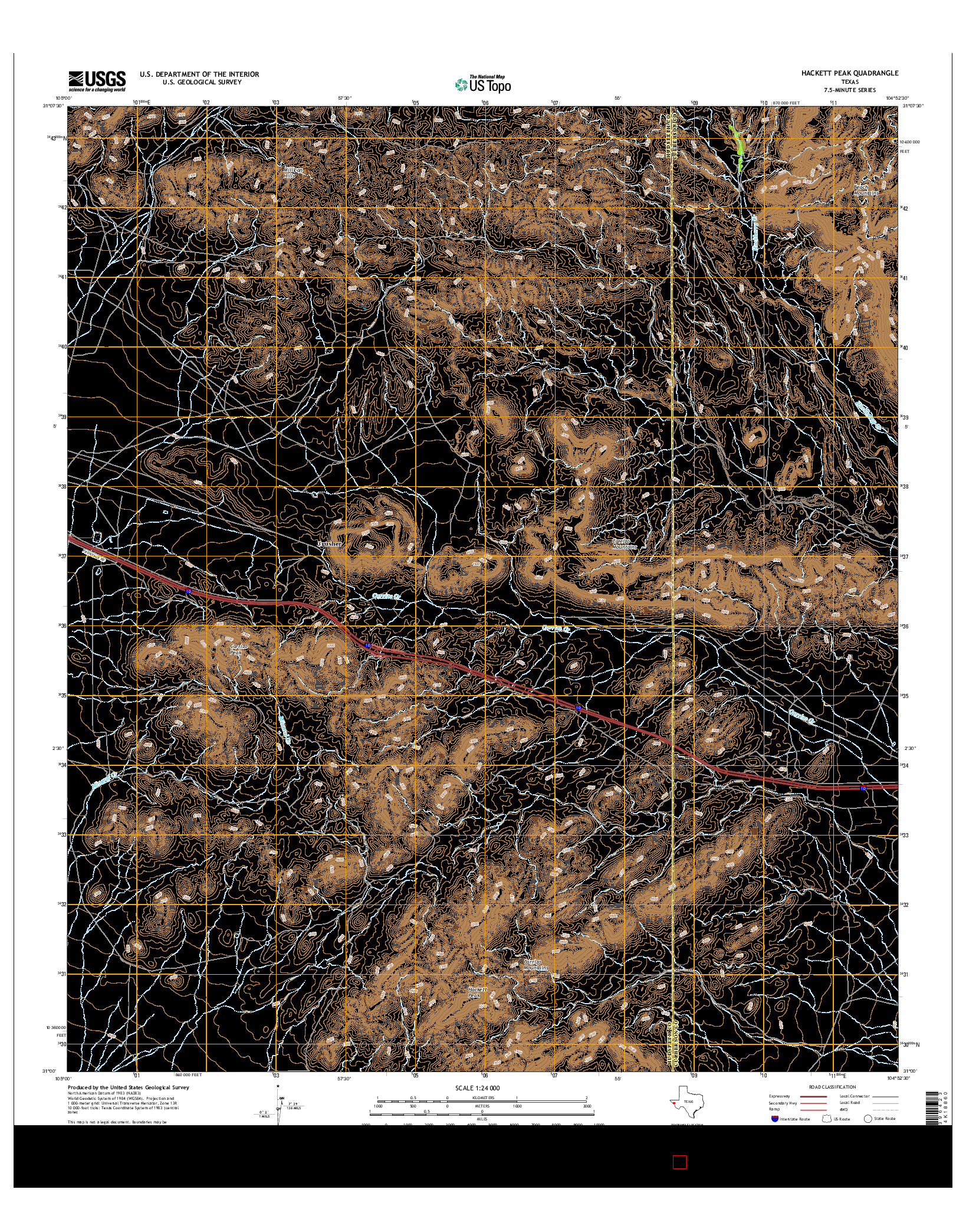 USGS US TOPO 7.5-MINUTE MAP FOR HACKETT PEAK, TX 2016