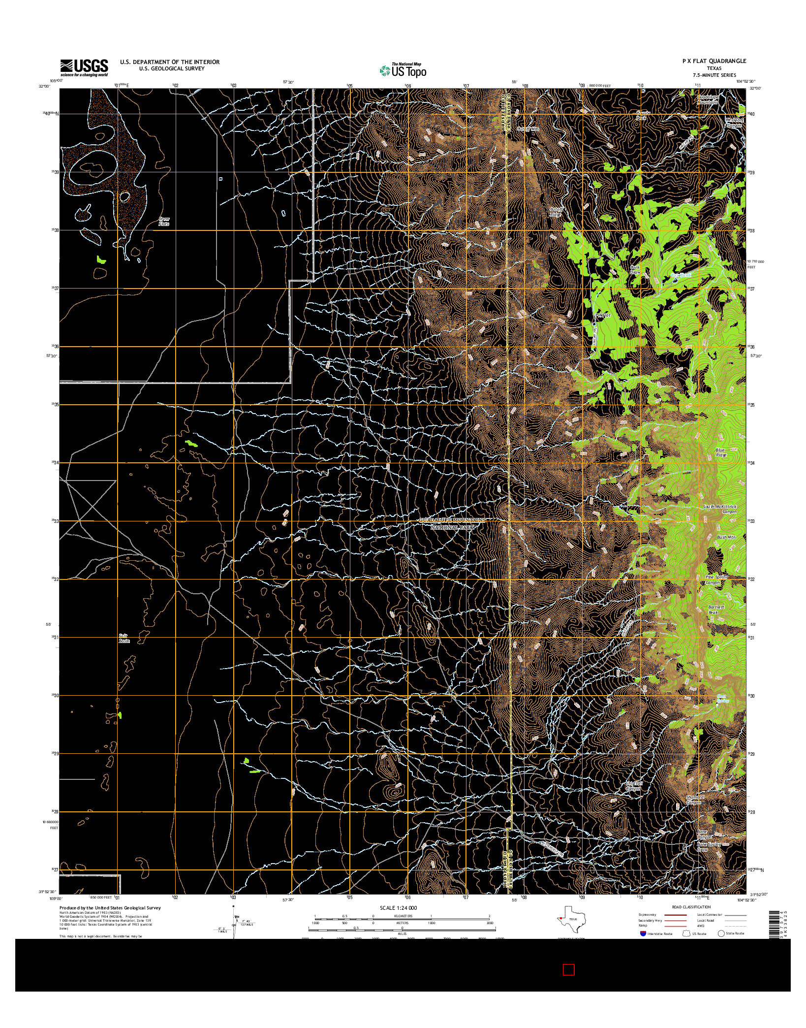 USGS US TOPO 7.5-MINUTE MAP FOR P X FLAT, TX 2016