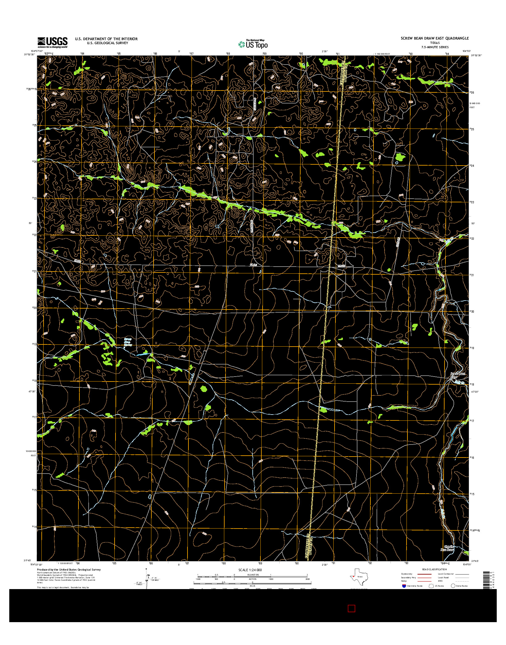 USGS US TOPO 7.5-MINUTE MAP FOR SCREW BEAN DRAW EAST, TX 2016