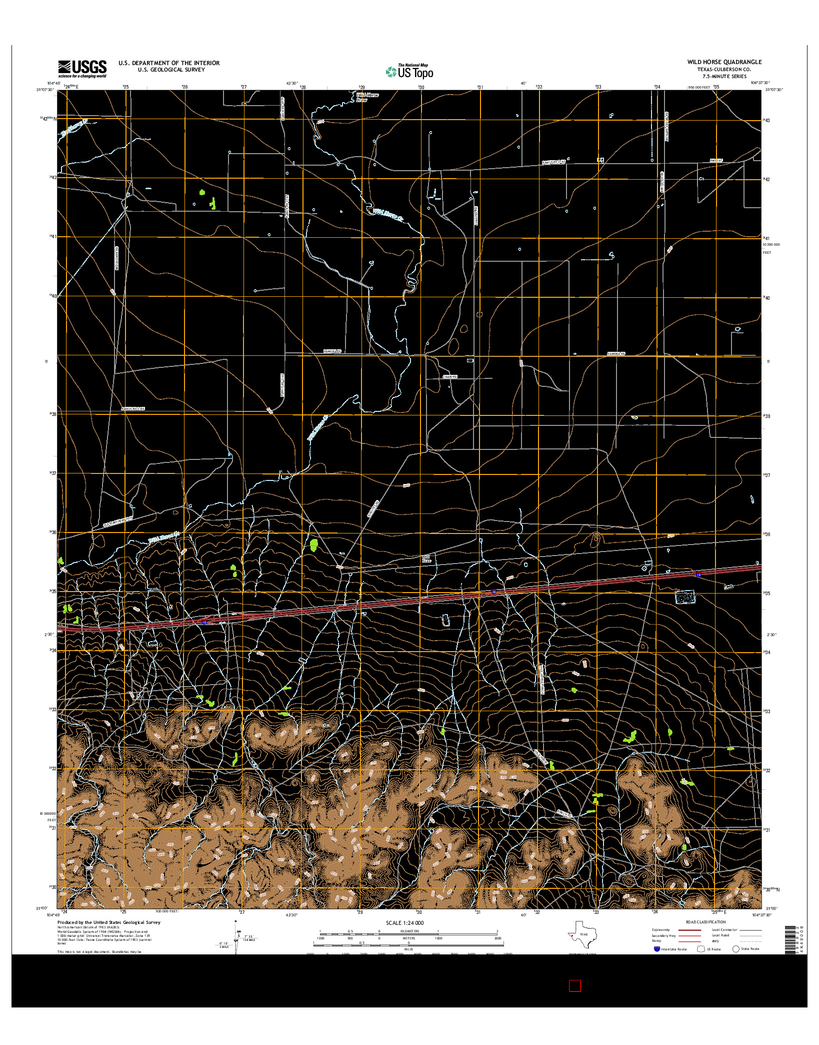 USGS US TOPO 7.5-MINUTE MAP FOR WILD HORSE, TX 2016