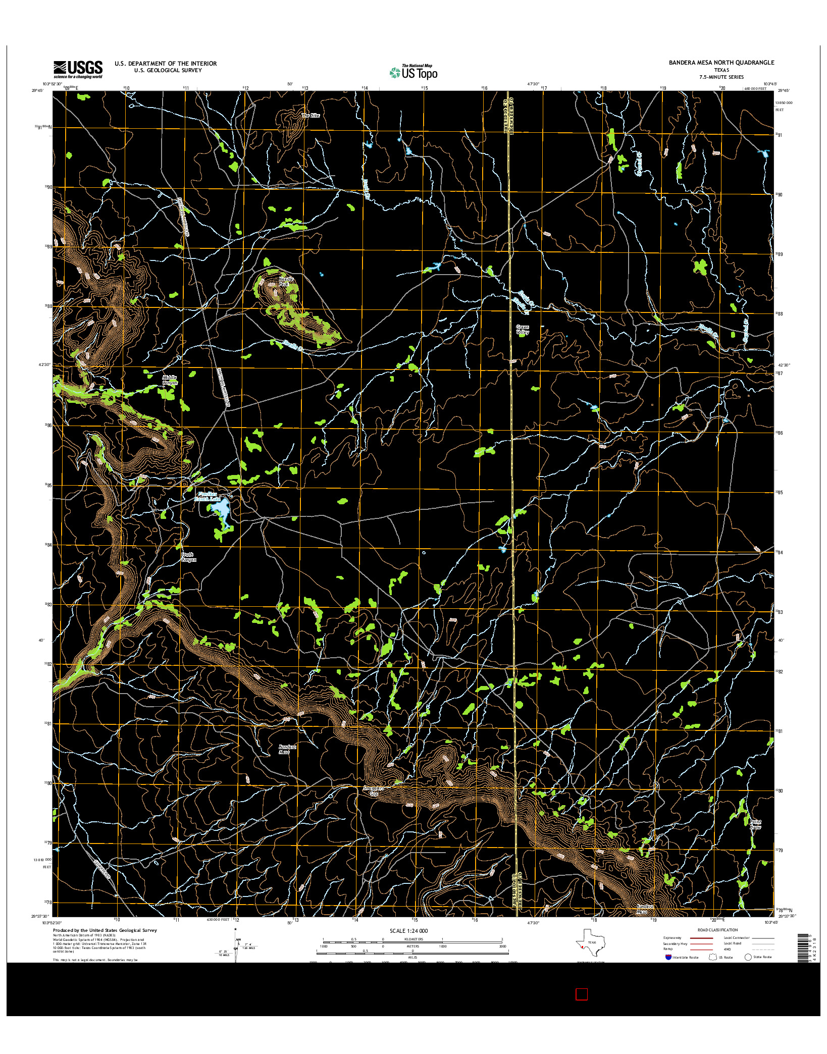 USGS US TOPO 7.5-MINUTE MAP FOR BANDERA MESA NORTH, TX 2016