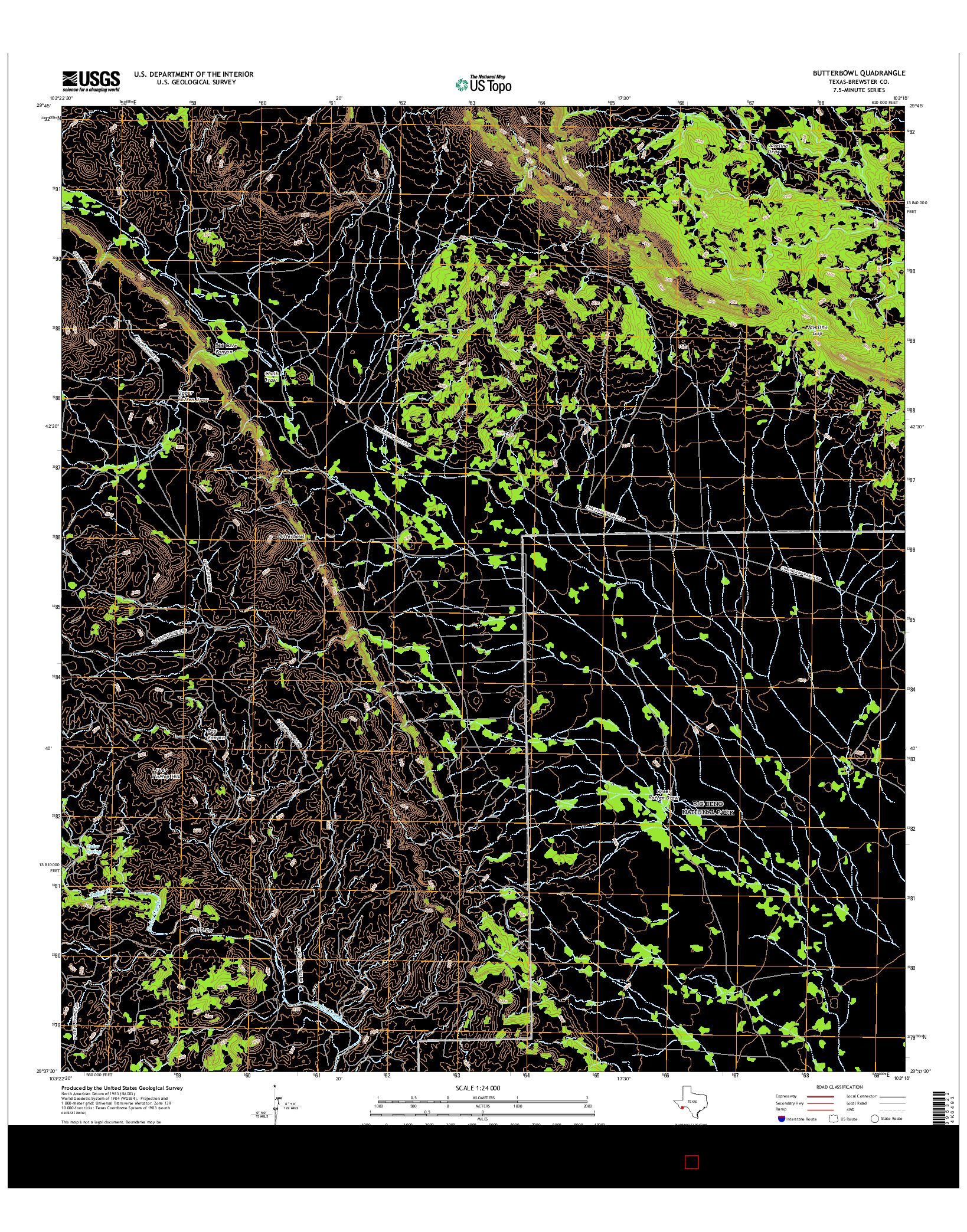 USGS US TOPO 7.5-MINUTE MAP FOR BUTTERBOWL, TX 2016