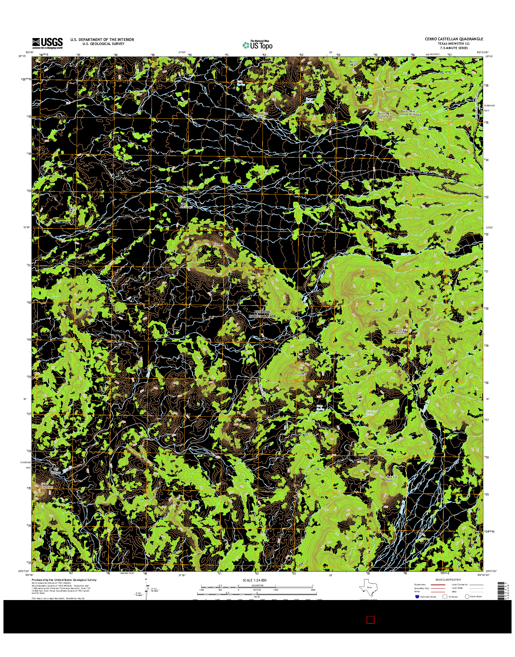 USGS US TOPO 7.5-MINUTE MAP FOR CERRO CASTELLAN, TX 2016