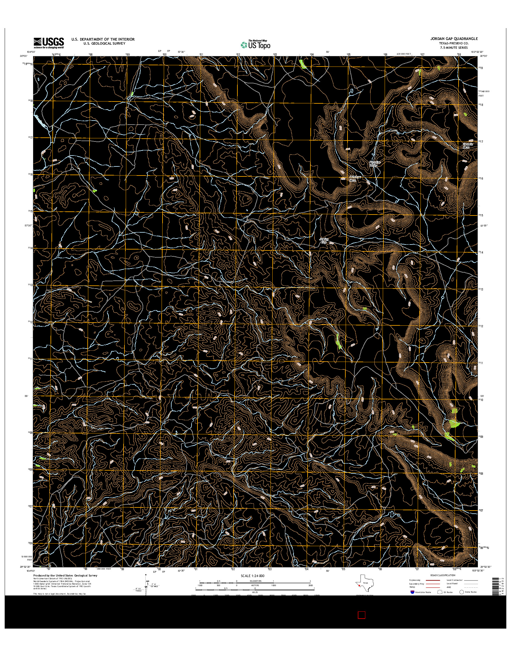 USGS US TOPO 7.5-MINUTE MAP FOR JORDAN GAP, TX 2016