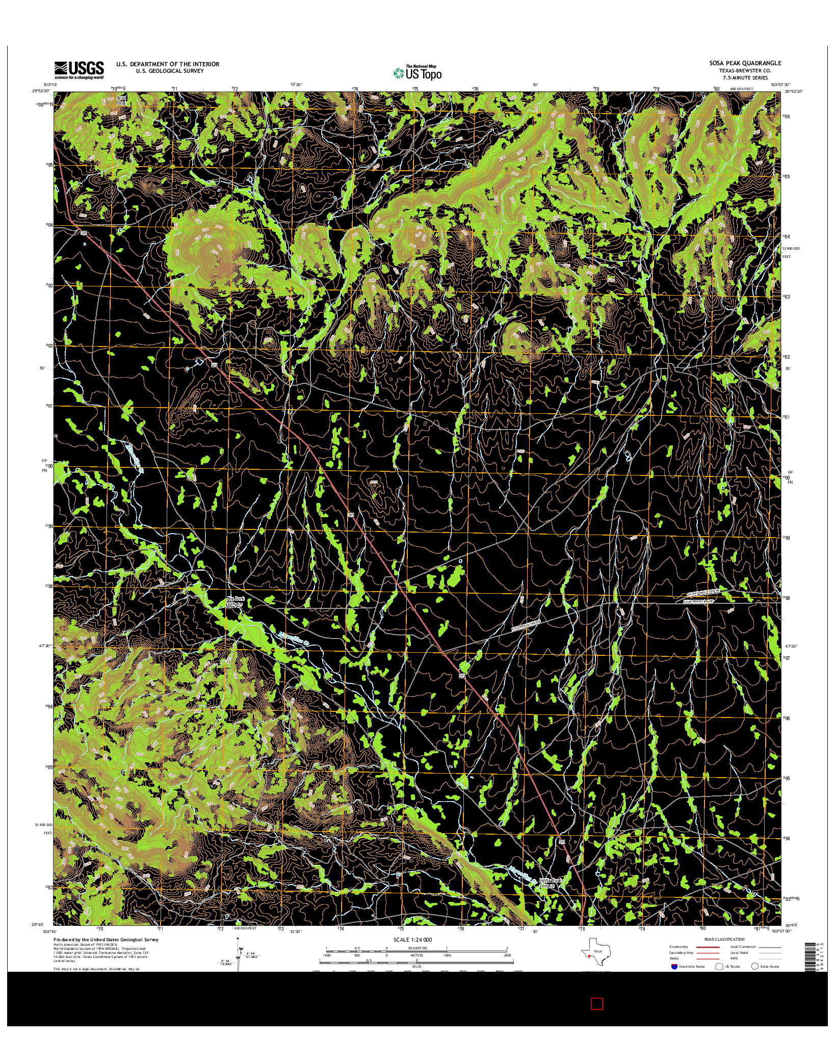 USGS US TOPO 7.5-MINUTE MAP FOR SOSA PEAK, TX 2016