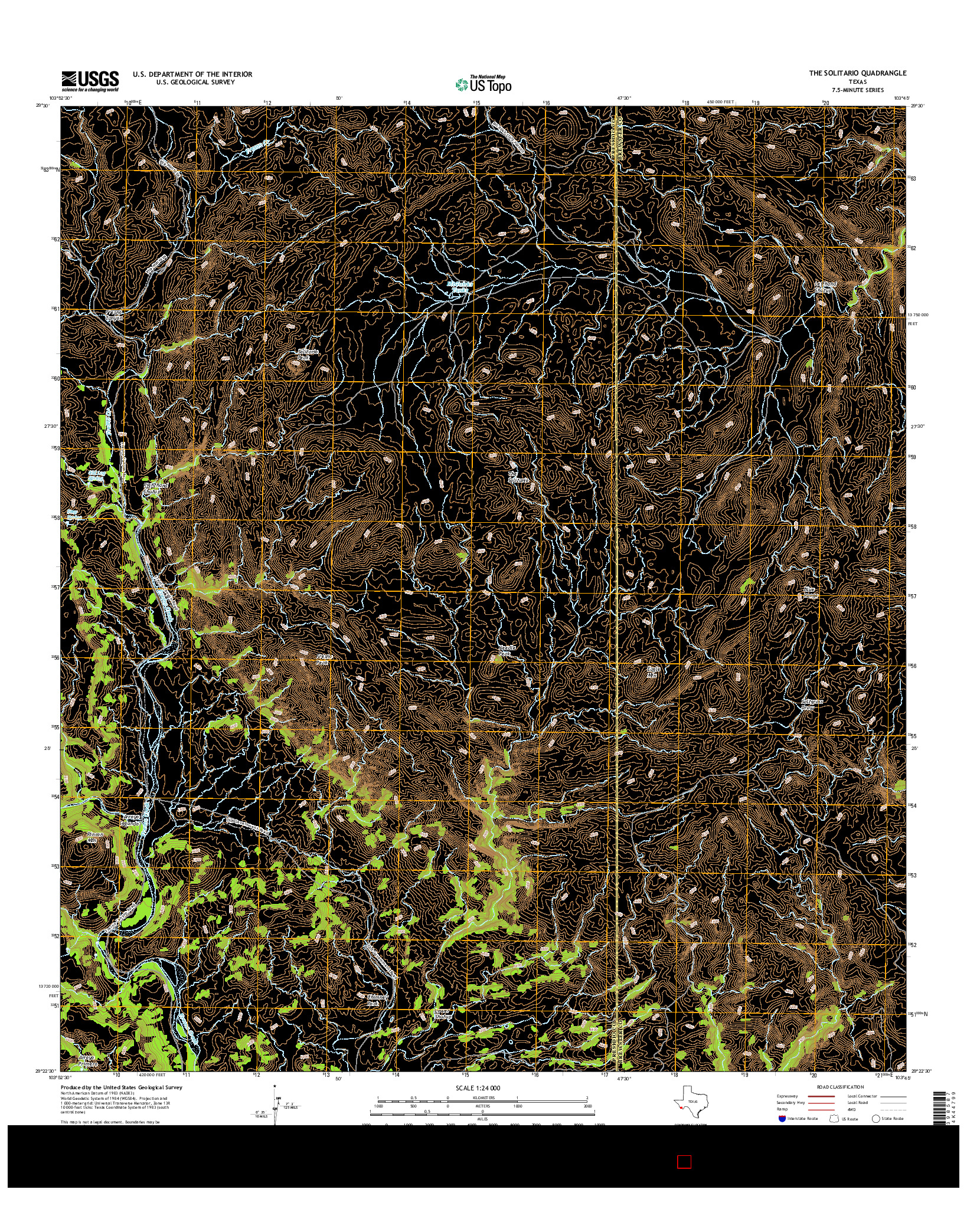 USGS US TOPO 7.5-MINUTE MAP FOR THE SOLITARIO, TX 2016