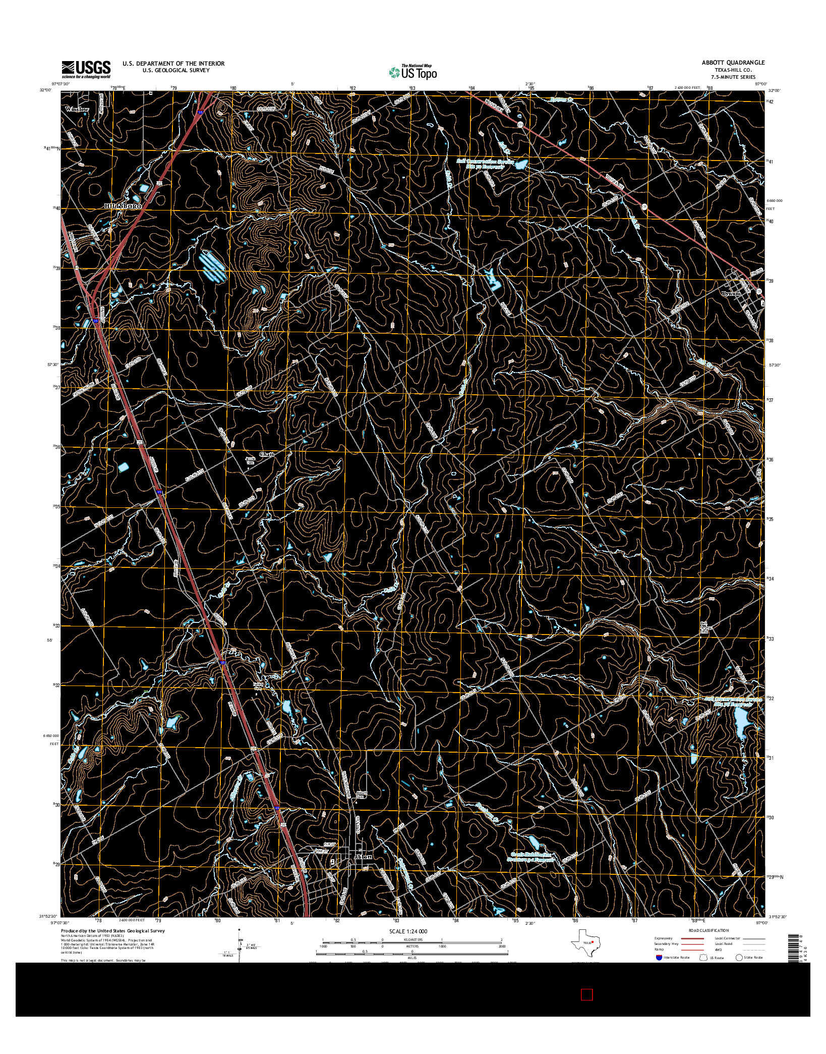 USGS US TOPO 7.5-MINUTE MAP FOR ABBOTT, TX 2016