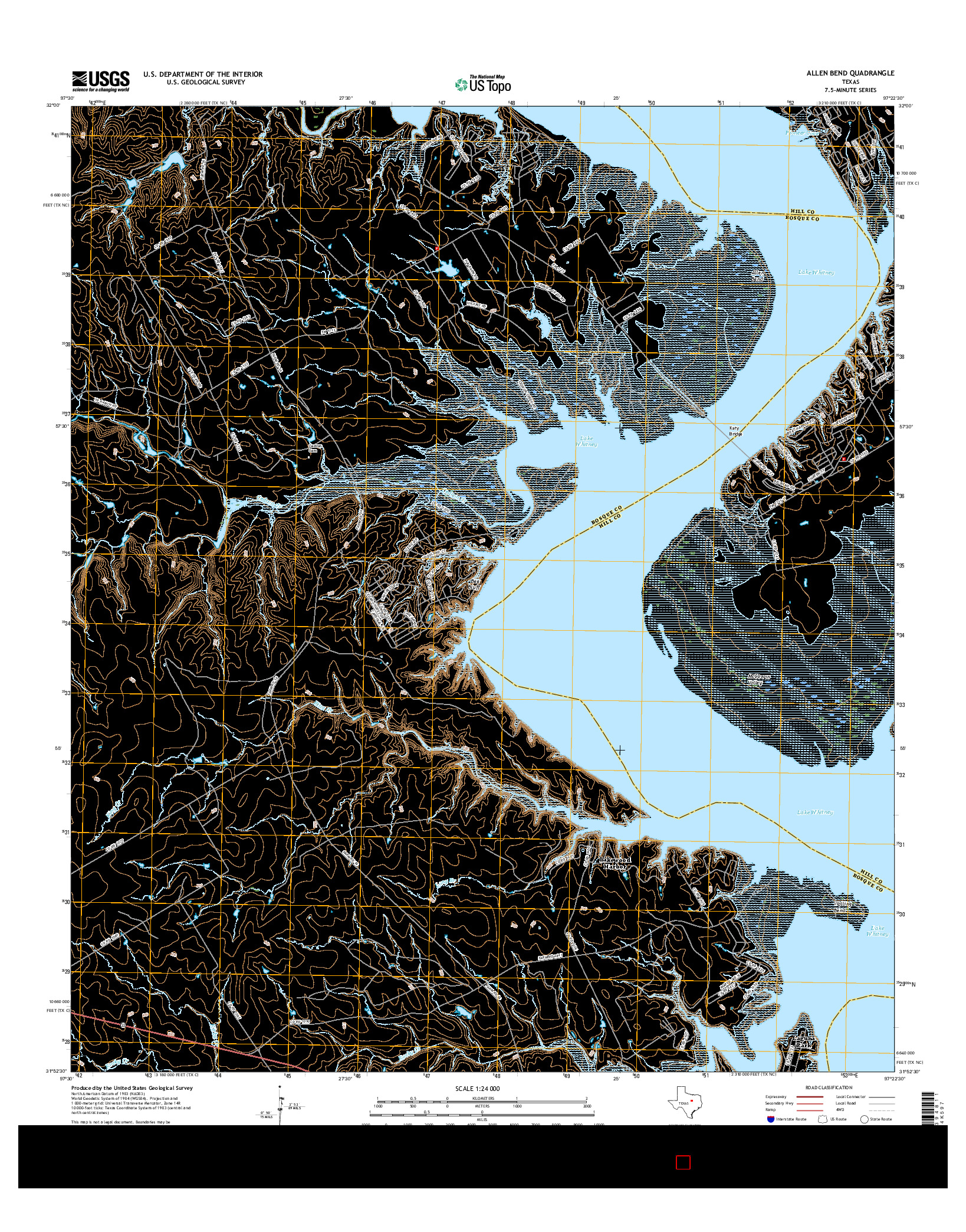 USGS US TOPO 7.5-MINUTE MAP FOR ALLEN BEND, TX 2016