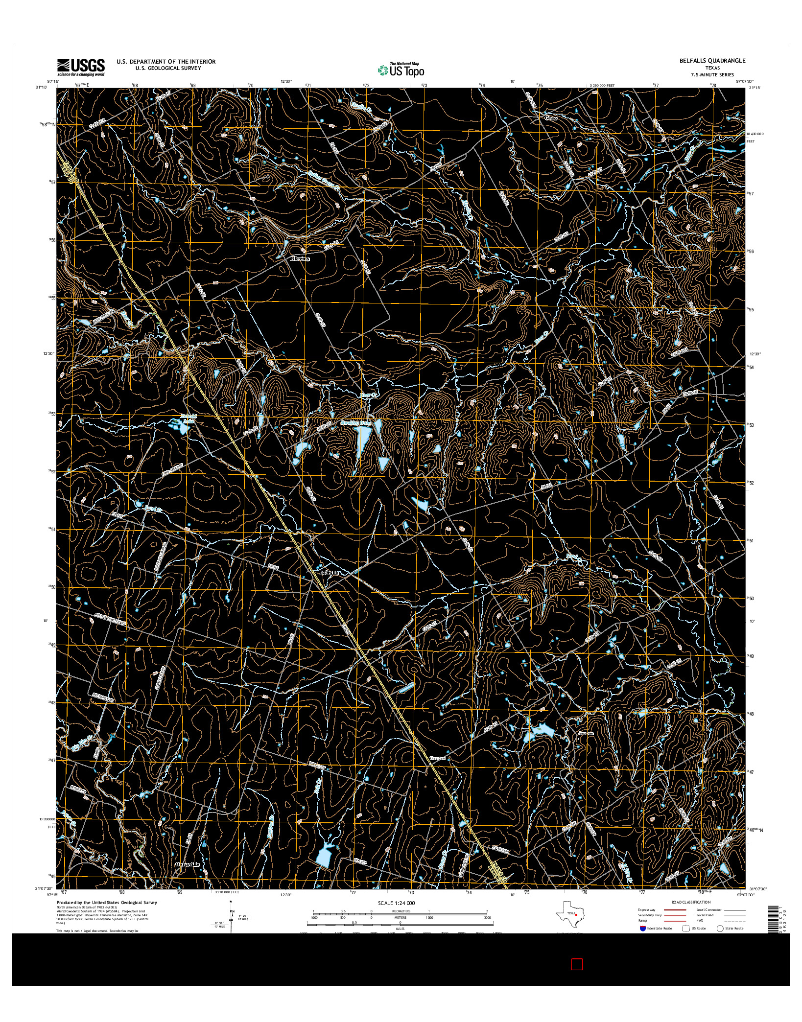 USGS US TOPO 7.5-MINUTE MAP FOR BELFALLS, TX 2016