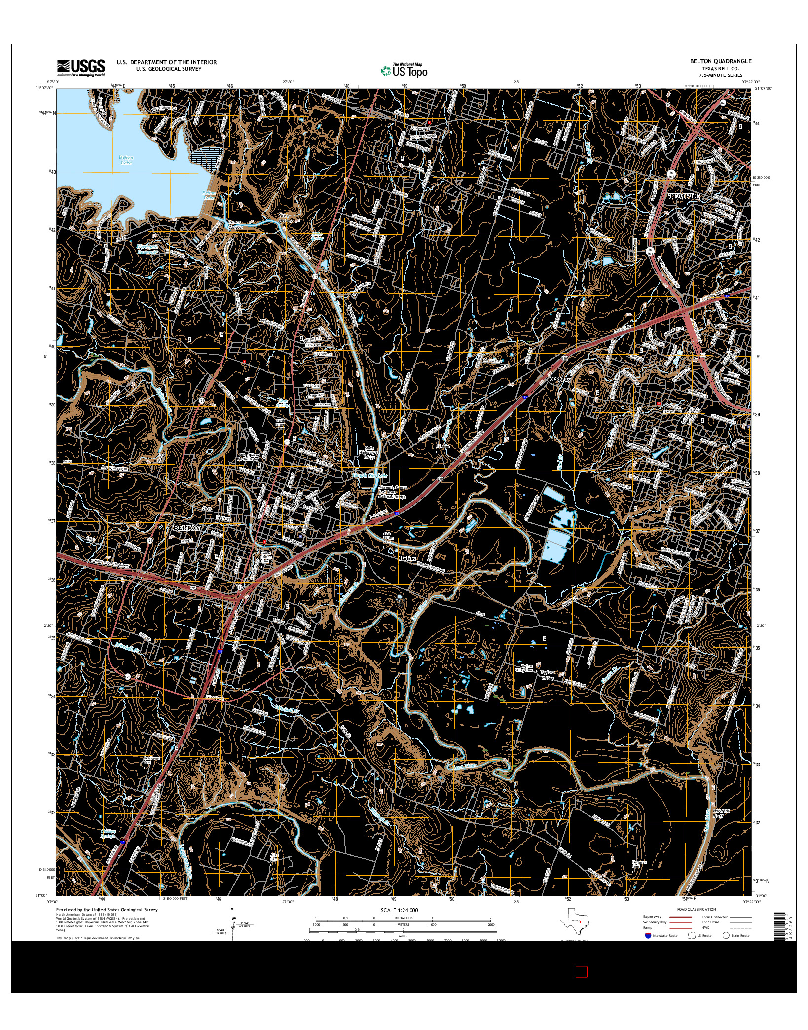 USGS US TOPO 7.5-MINUTE MAP FOR BELTON, TX 2016