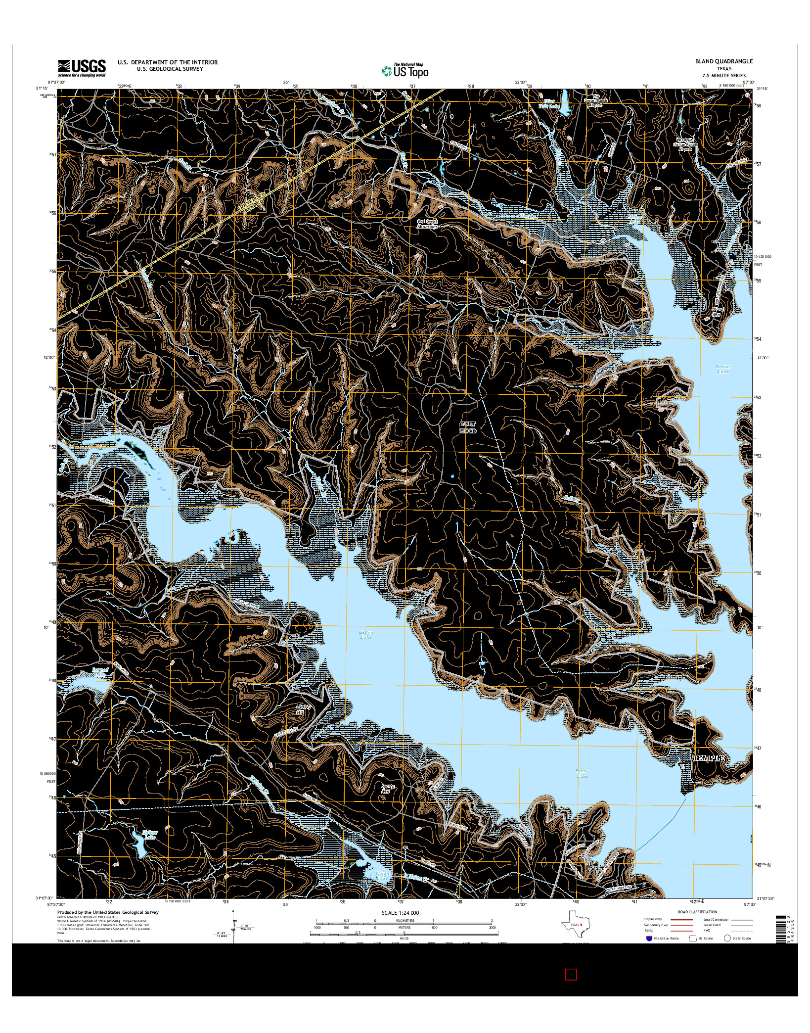 USGS US TOPO 7.5-MINUTE MAP FOR BLAND, TX 2016