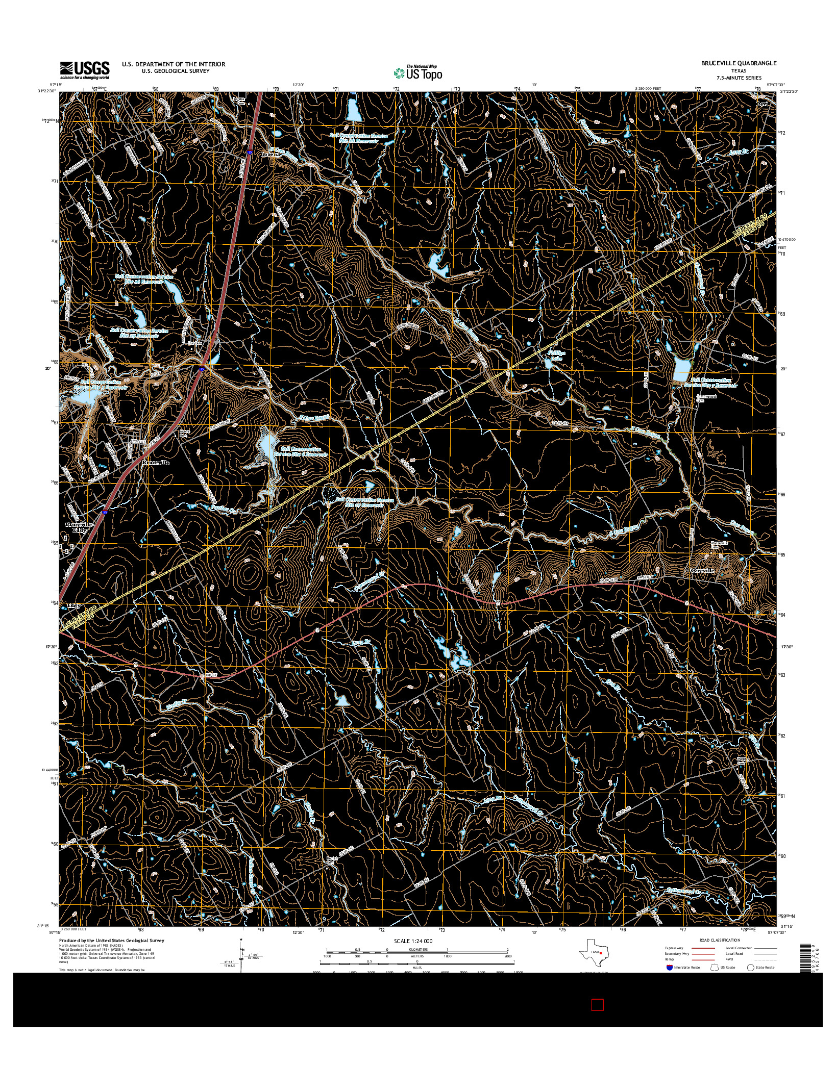 USGS US TOPO 7.5-MINUTE MAP FOR BRUCEVILLE, TX 2016