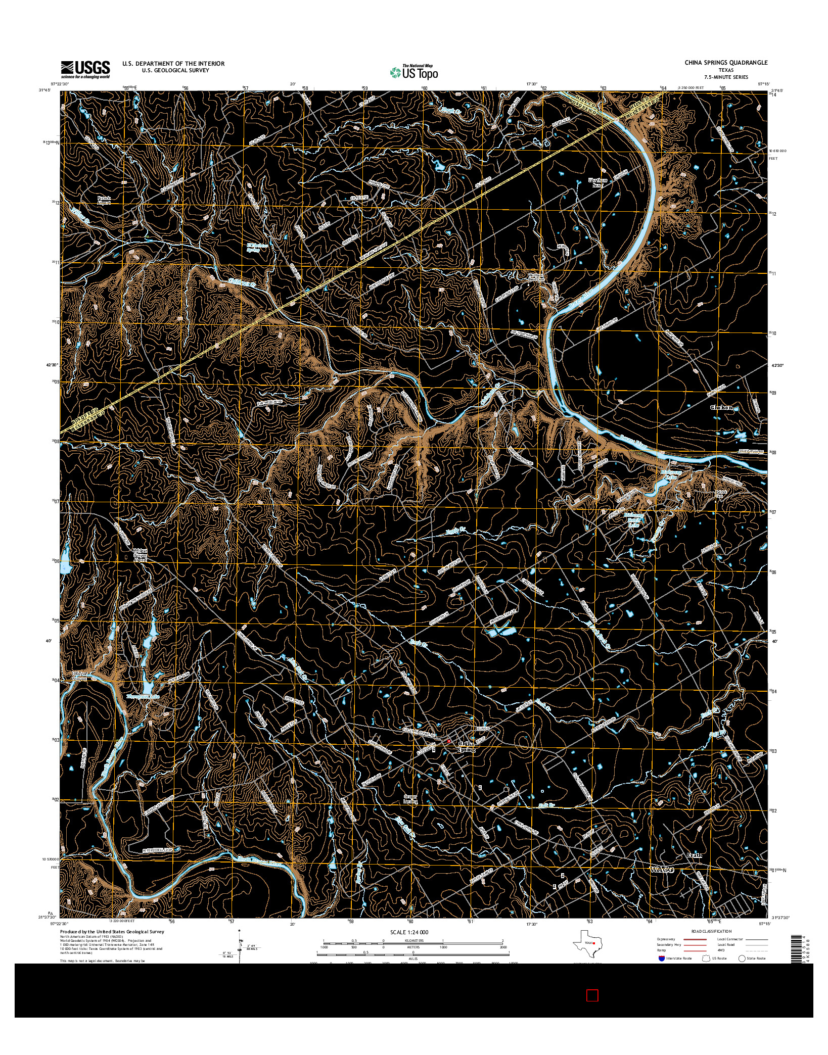 USGS US TOPO 7.5-MINUTE MAP FOR CHINA SPRINGS, TX 2016