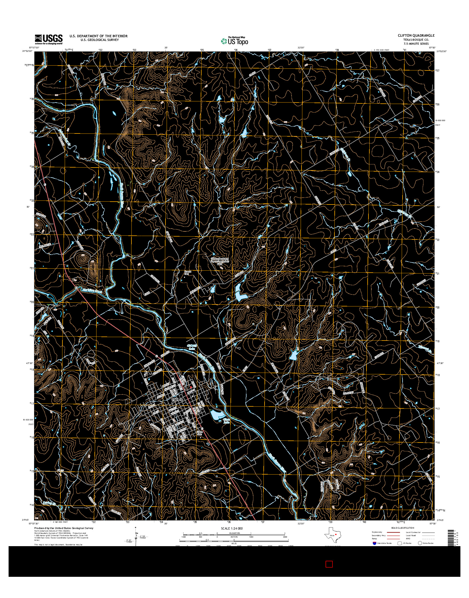 USGS US TOPO 7.5-MINUTE MAP FOR CLIFTON, TX 2016