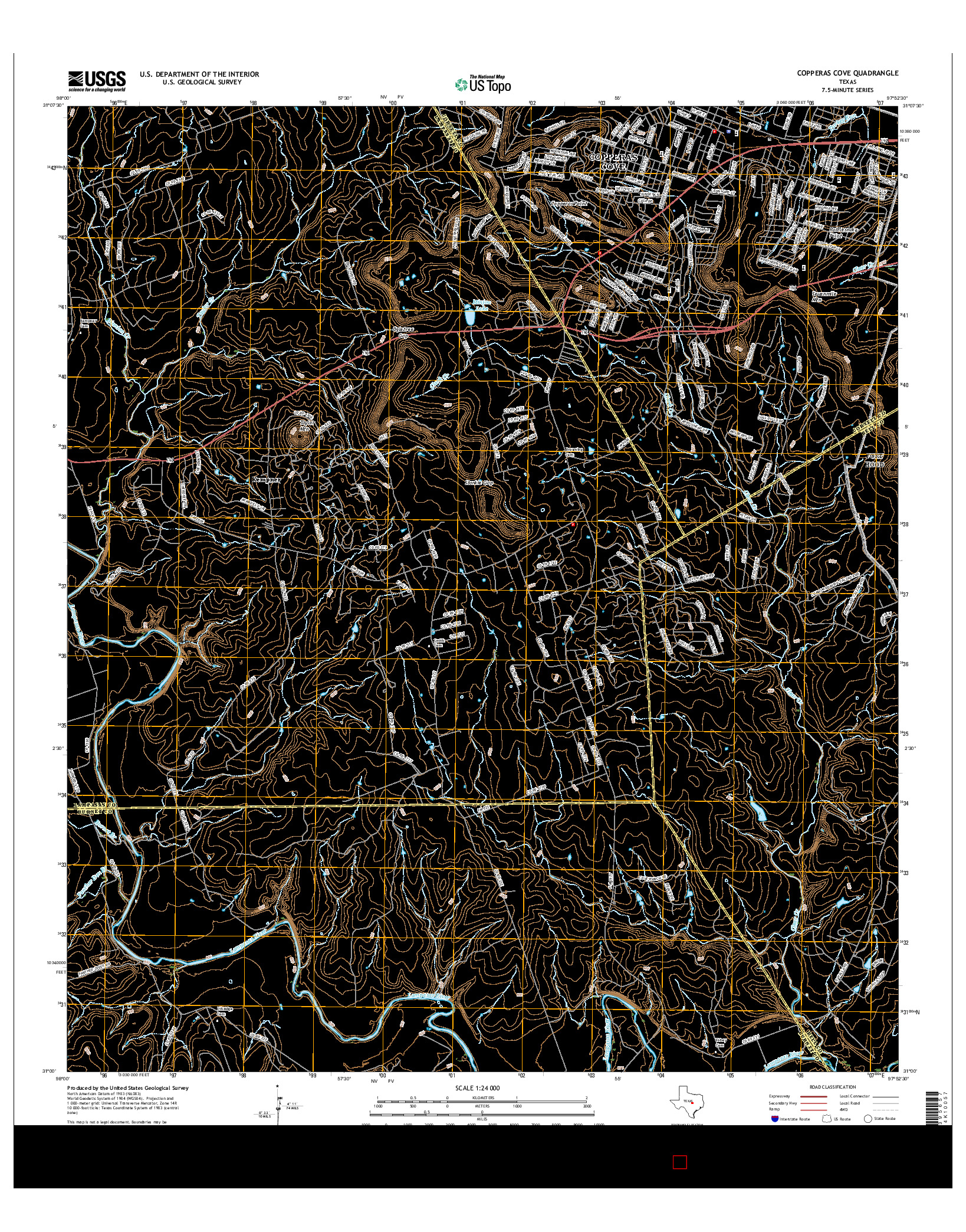 USGS US TOPO 7.5-MINUTE MAP FOR COPPERAS COVE, TX 2016