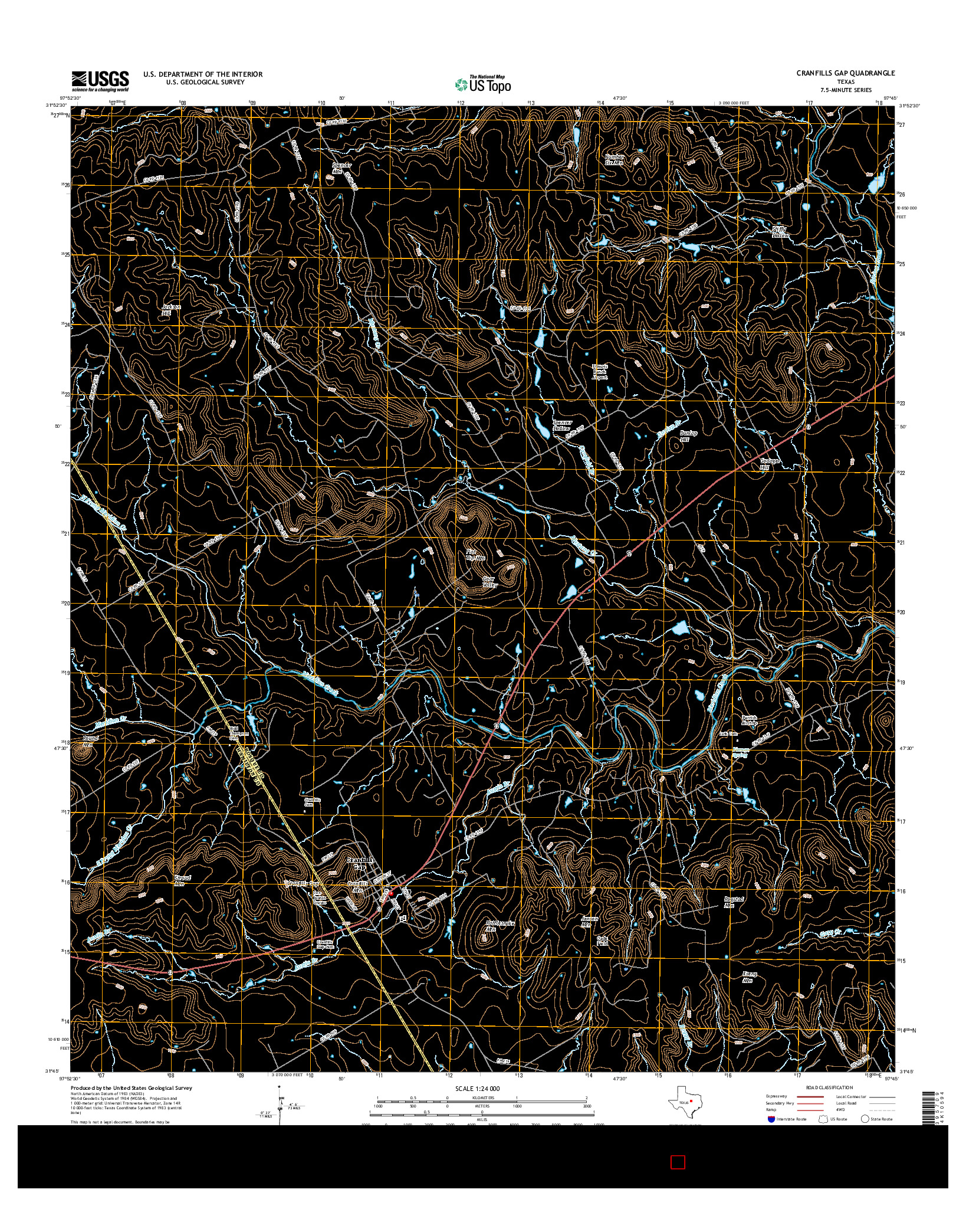 USGS US TOPO 7.5-MINUTE MAP FOR CRANFILLS GAP, TX 2016