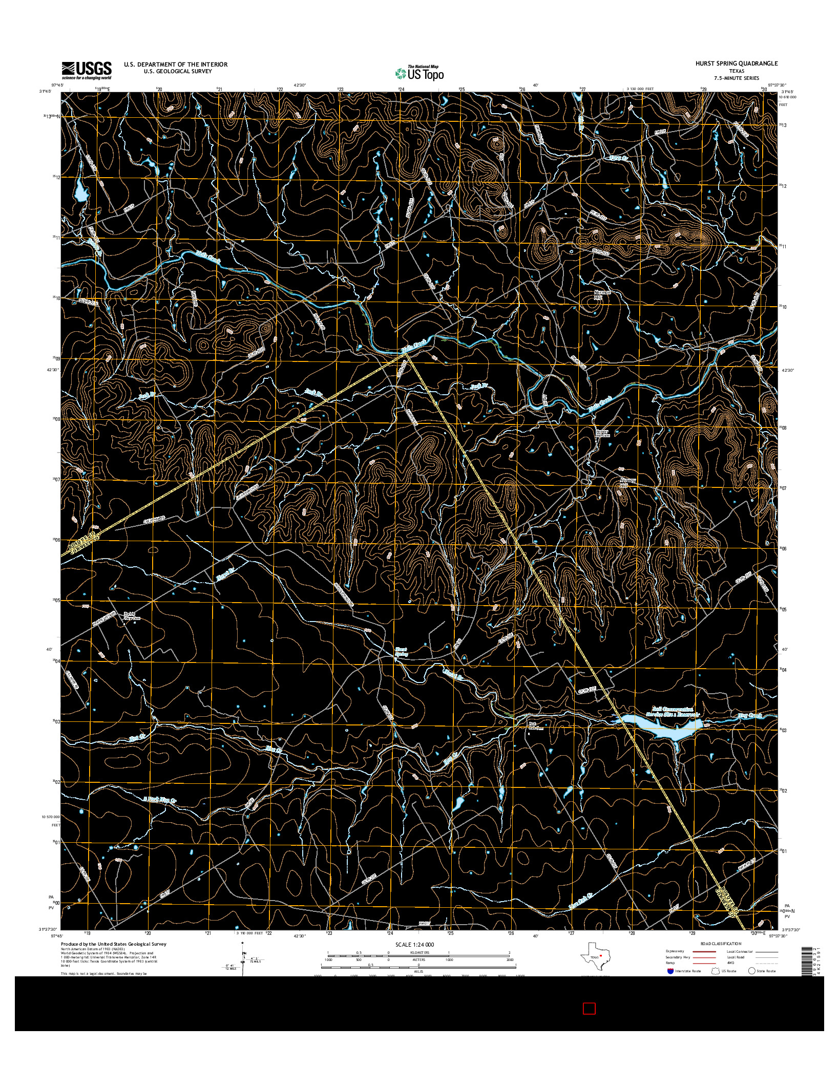 USGS US TOPO 7.5-MINUTE MAP FOR HURST SPRING, TX 2016