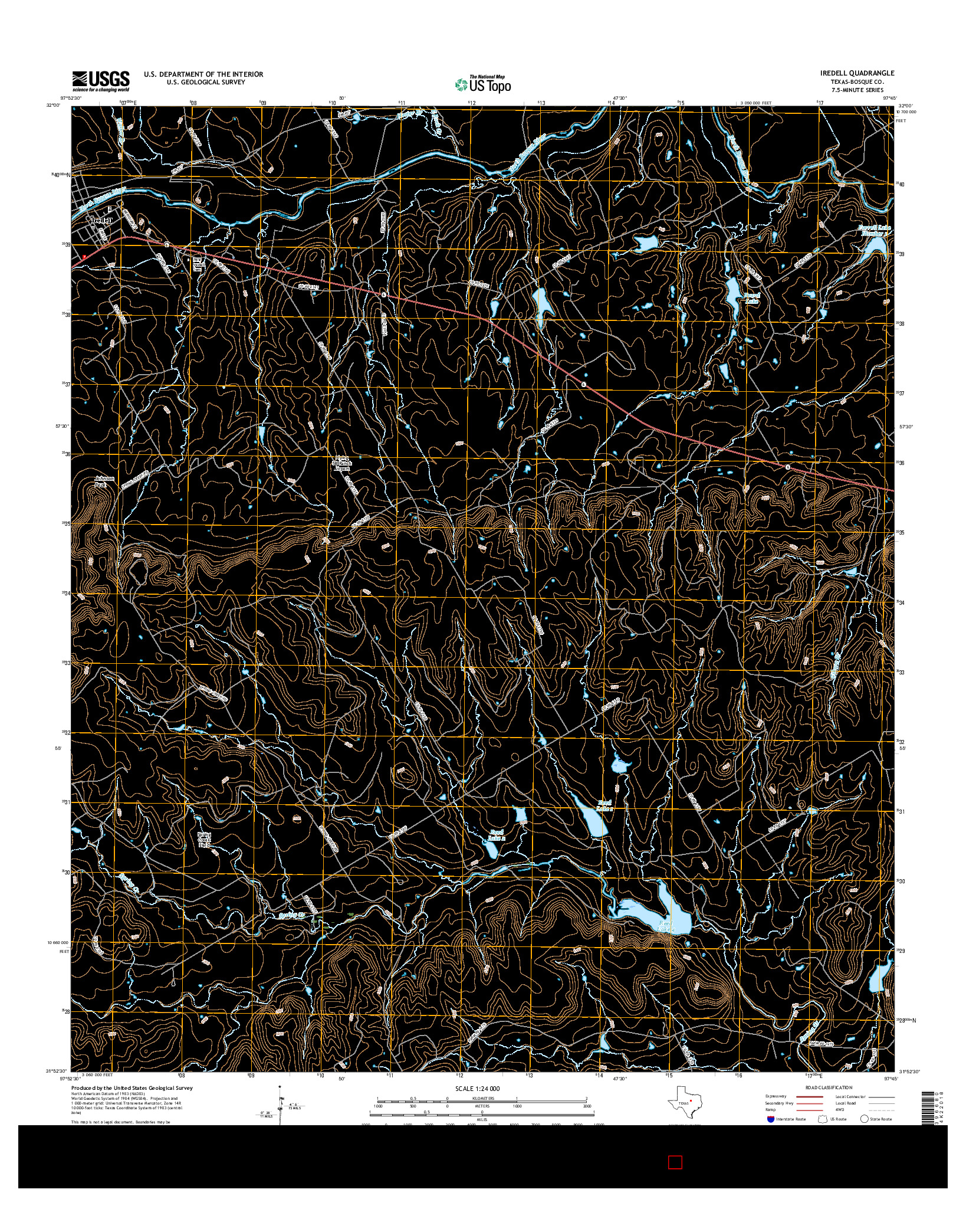 USGS US TOPO 7.5-MINUTE MAP FOR IREDELL, TX 2016