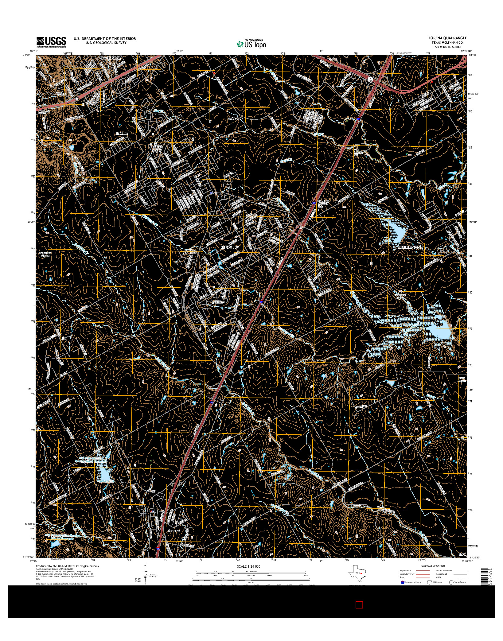 USGS US TOPO 7.5-MINUTE MAP FOR LORENA, TX 2016