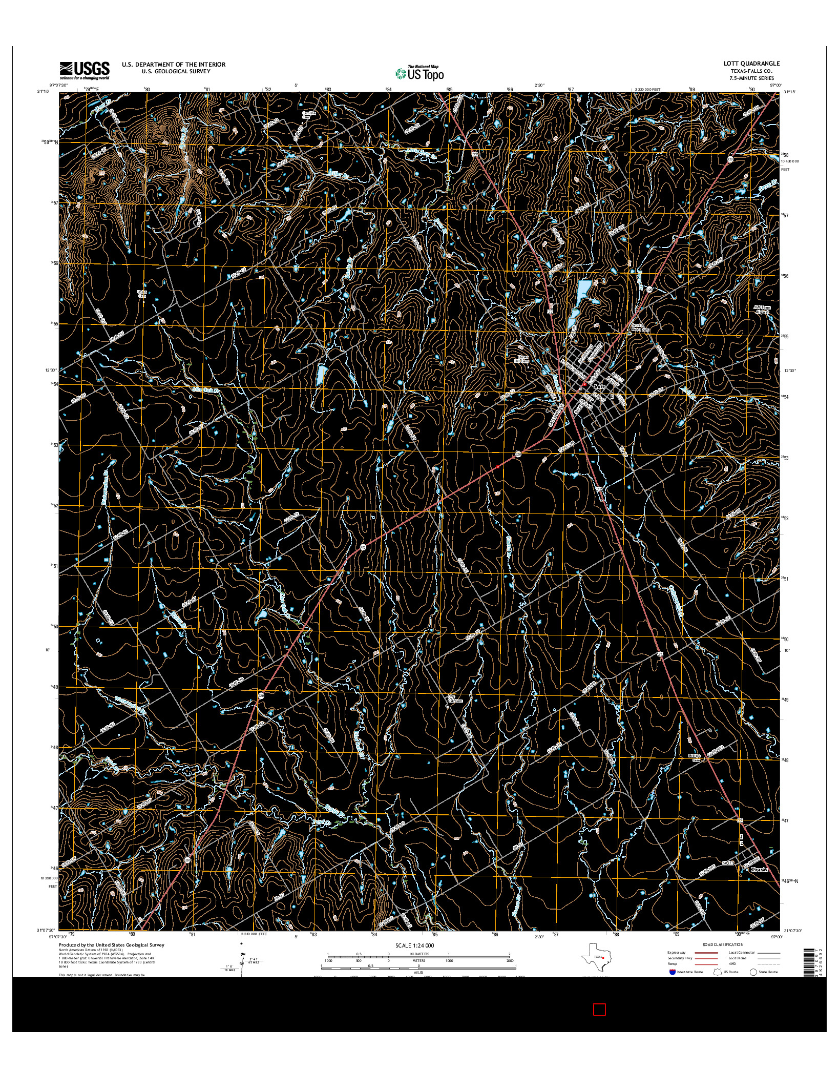 USGS US TOPO 7.5-MINUTE MAP FOR LOTT, TX 2016