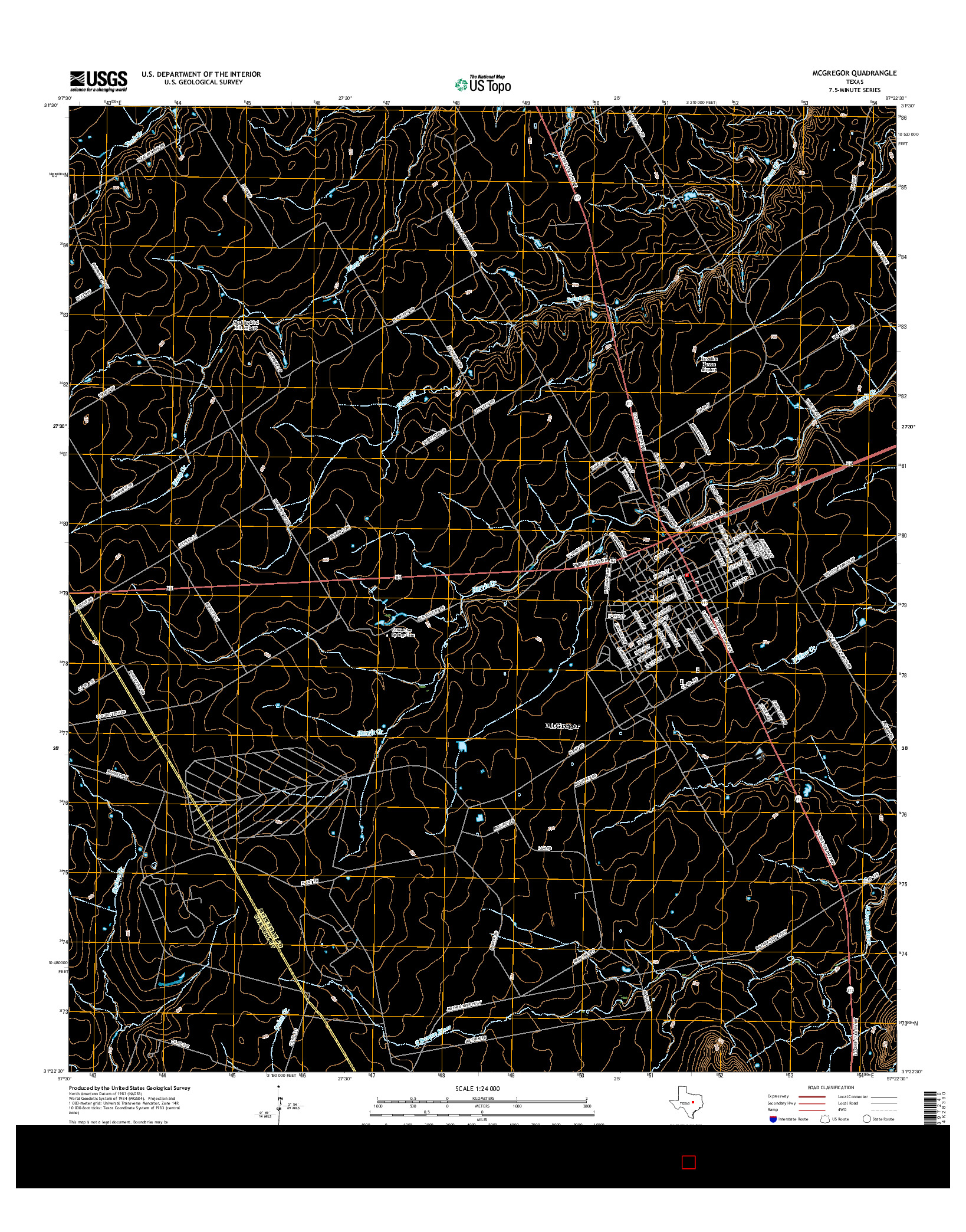 USGS US TOPO 7.5-MINUTE MAP FOR MCGREGOR, TX 2016