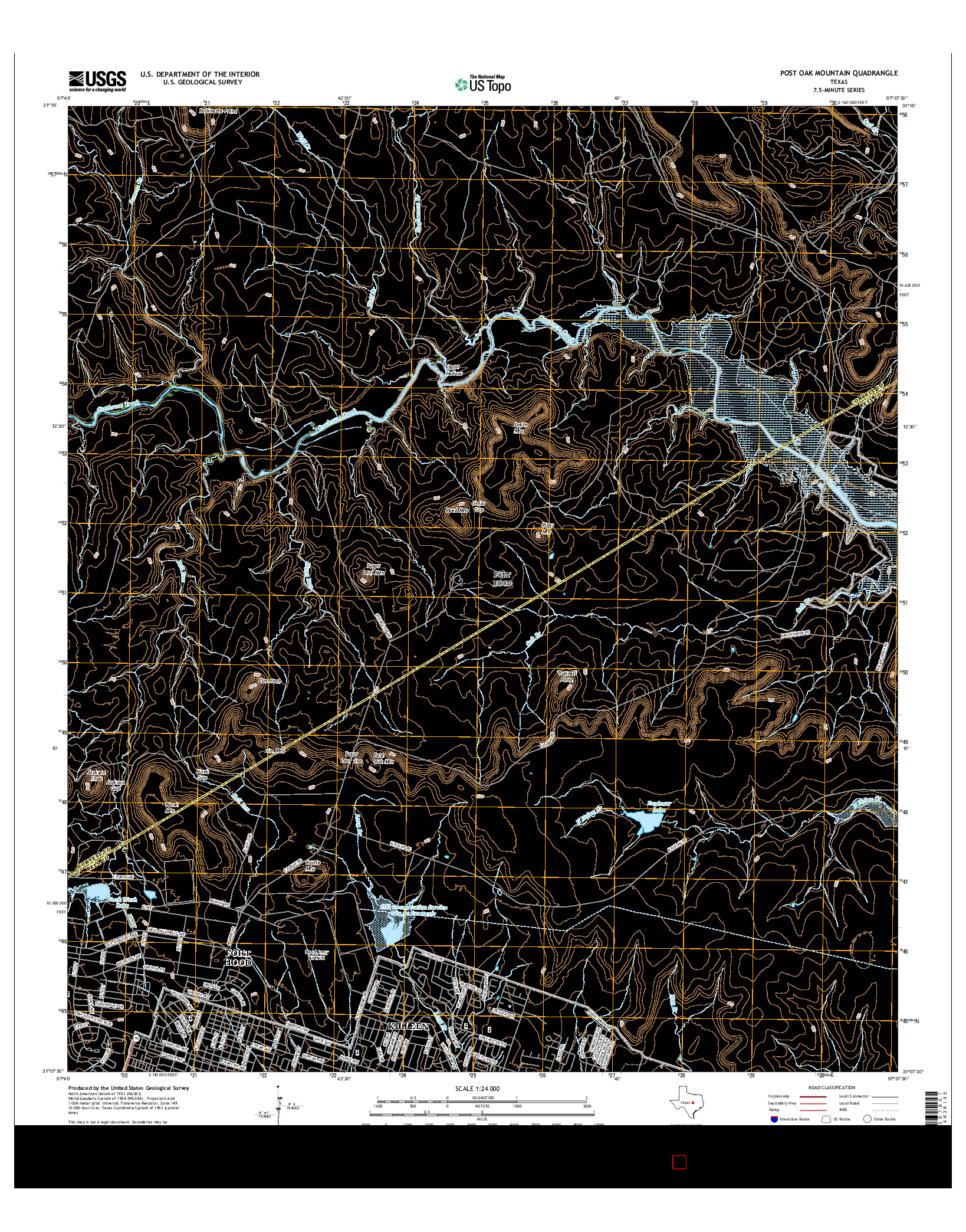 USGS US TOPO 7.5-MINUTE MAP FOR POST OAK MOUNTAIN, TX 2016