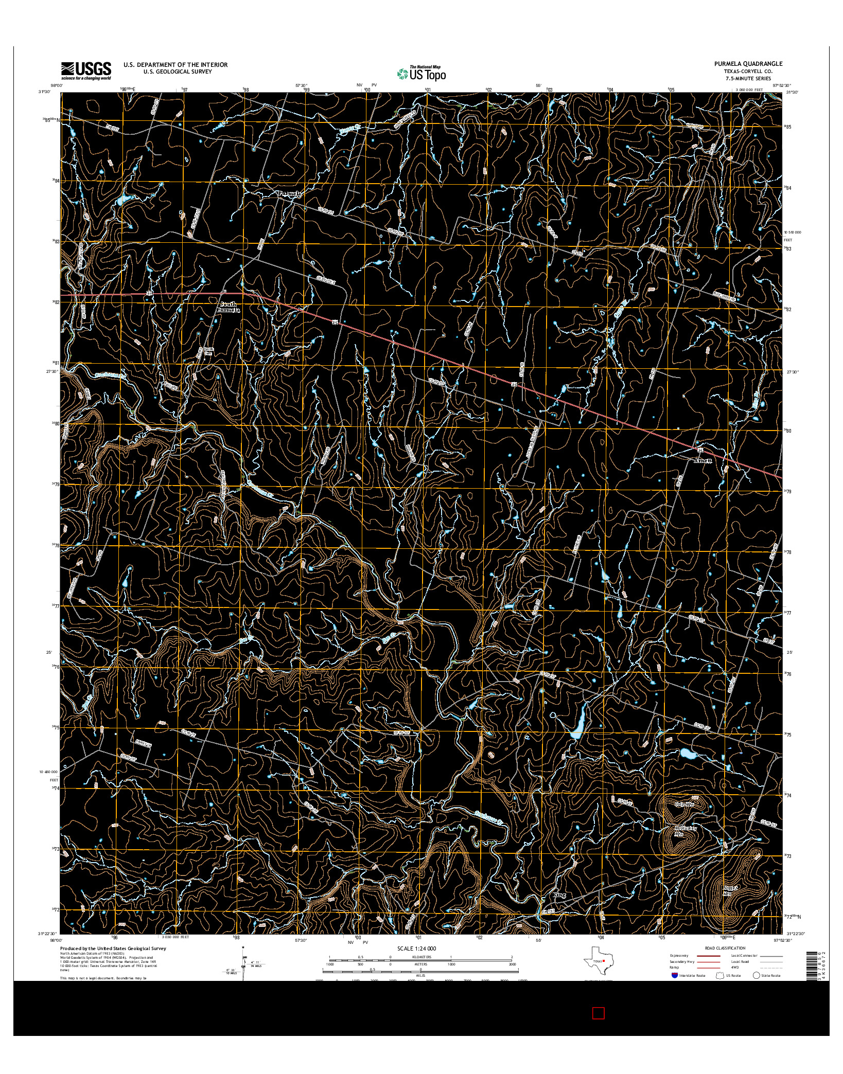 USGS US TOPO 7.5-MINUTE MAP FOR PURMELA, TX 2016