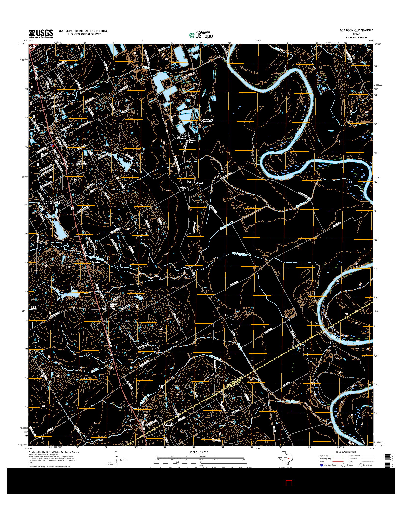 USGS US TOPO 7.5-MINUTE MAP FOR ROBINSON, TX 2016