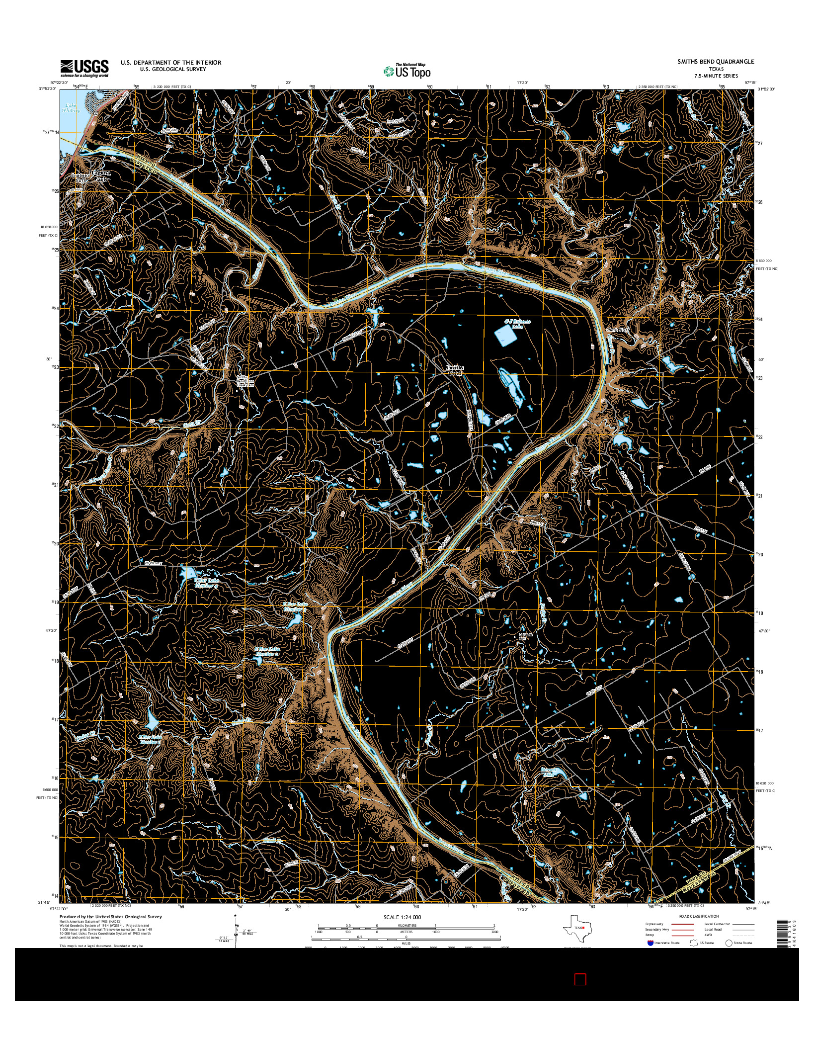 USGS US TOPO 7.5-MINUTE MAP FOR SMITHS BEND, TX 2016