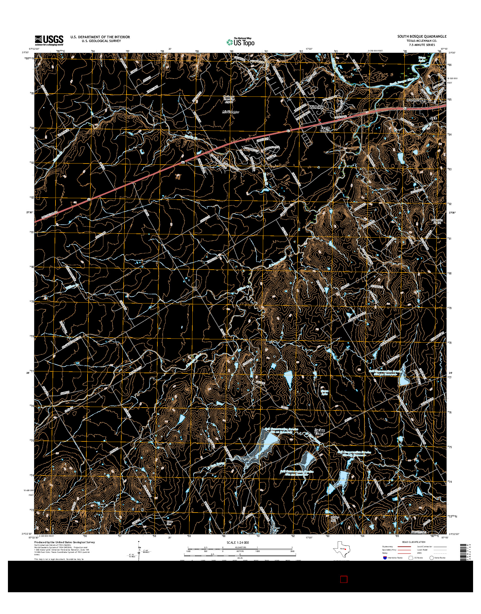 USGS US TOPO 7.5-MINUTE MAP FOR SOUTH BOSQUE, TX 2016