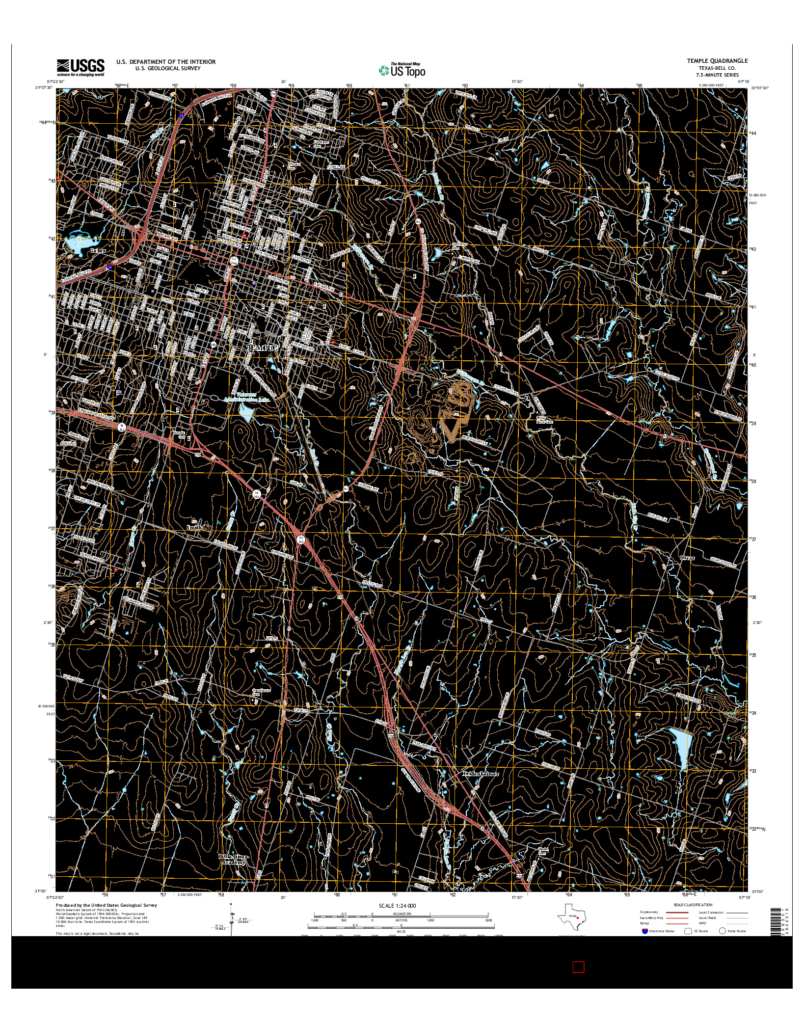 USGS US TOPO 7.5-MINUTE MAP FOR TEMPLE, TX 2016