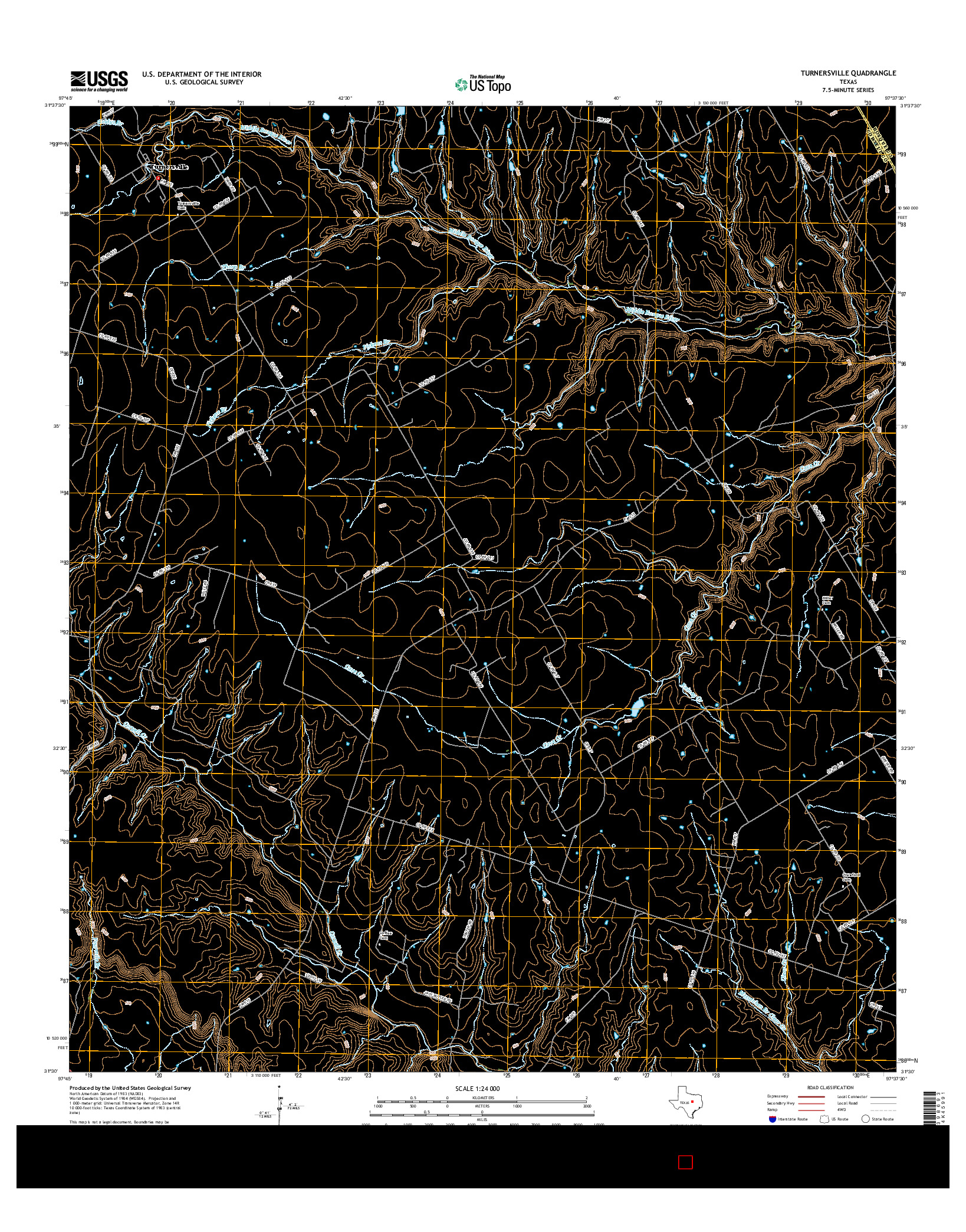 USGS US TOPO 7.5-MINUTE MAP FOR TURNERSVILLE, TX 2016