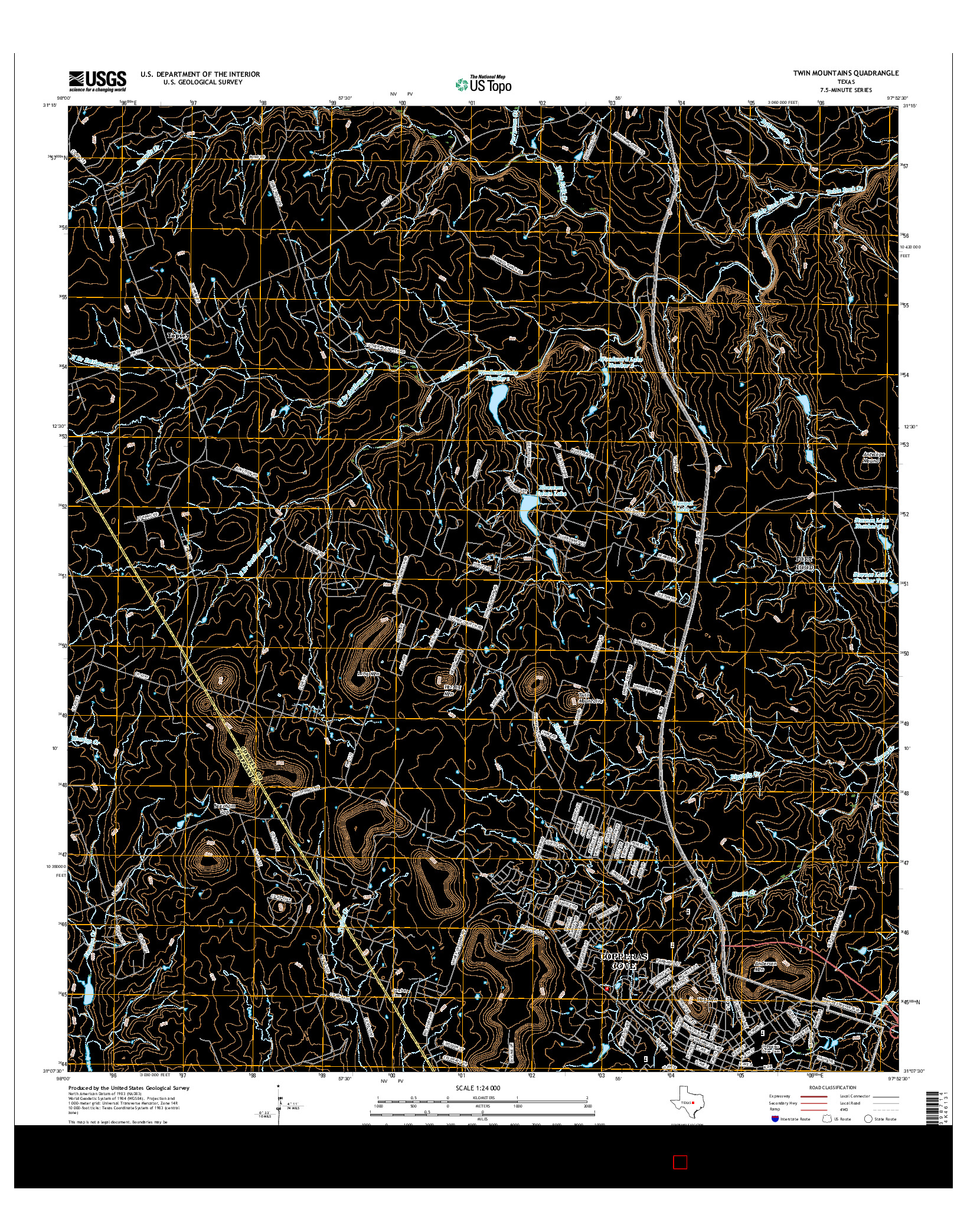 USGS US TOPO 7.5-MINUTE MAP FOR TWIN MOUNTAINS, TX 2016