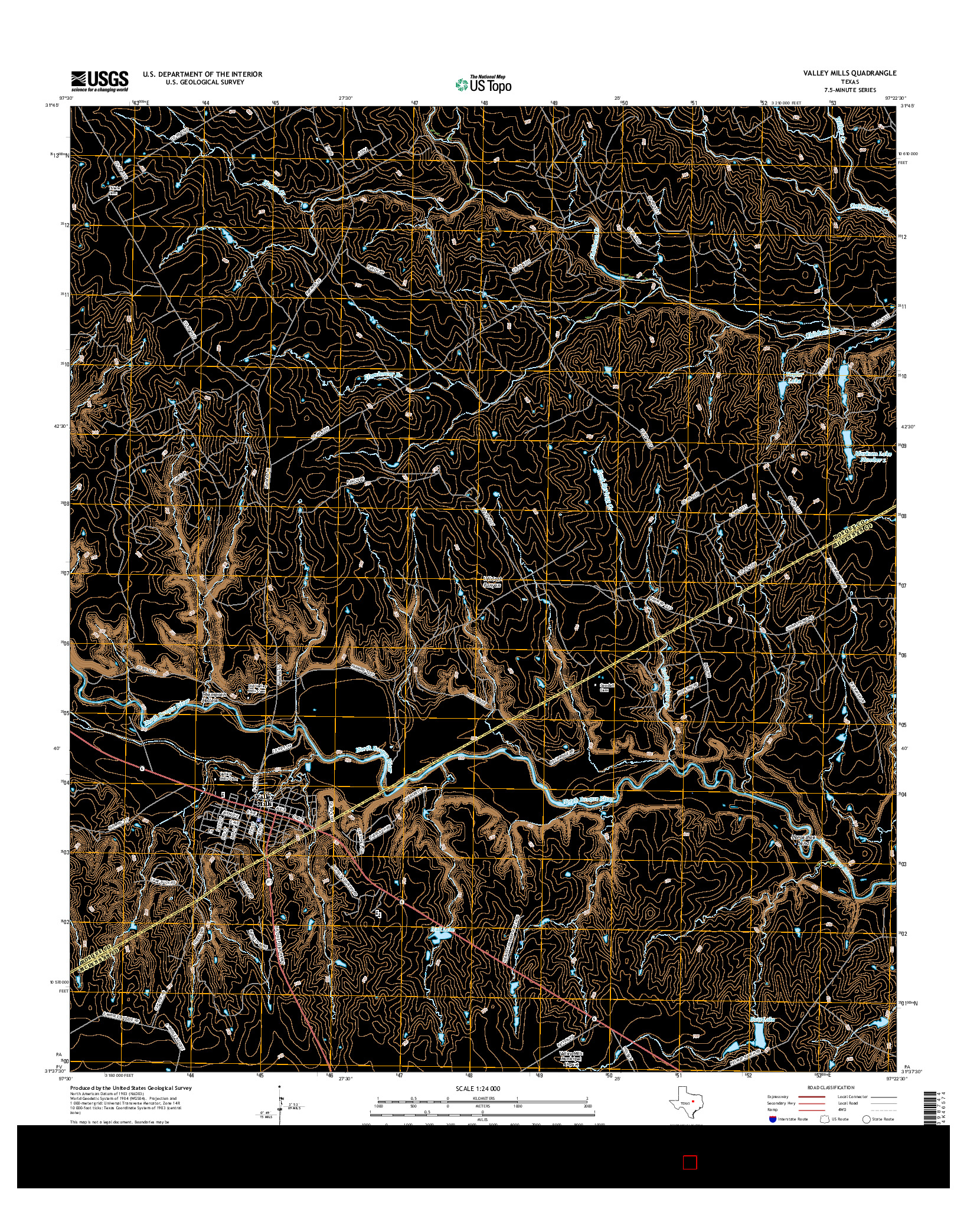 USGS US TOPO 7.5-MINUTE MAP FOR VALLEY MILLS, TX 2016