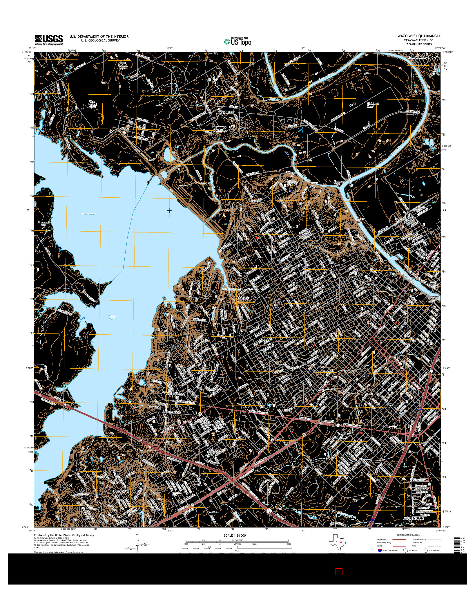 USGS US TOPO 7.5-MINUTE MAP FOR WACO WEST, TX 2016