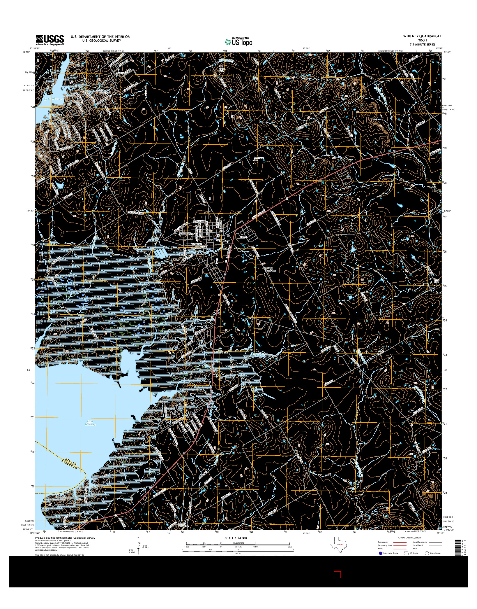 USGS US TOPO 7.5-MINUTE MAP FOR WHITNEY, TX 2016