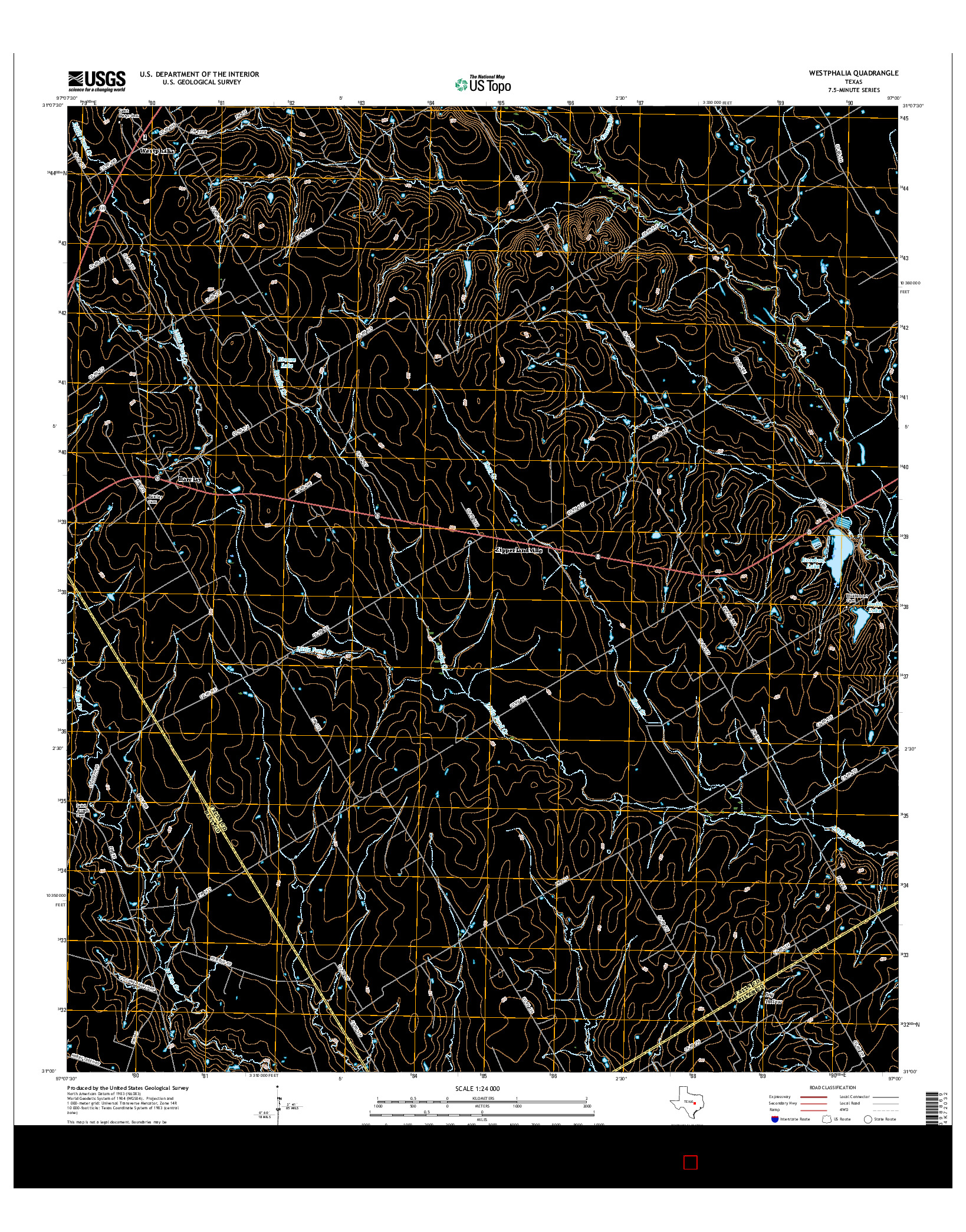 USGS US TOPO 7.5-MINUTE MAP FOR WESTPHALIA, TX 2016