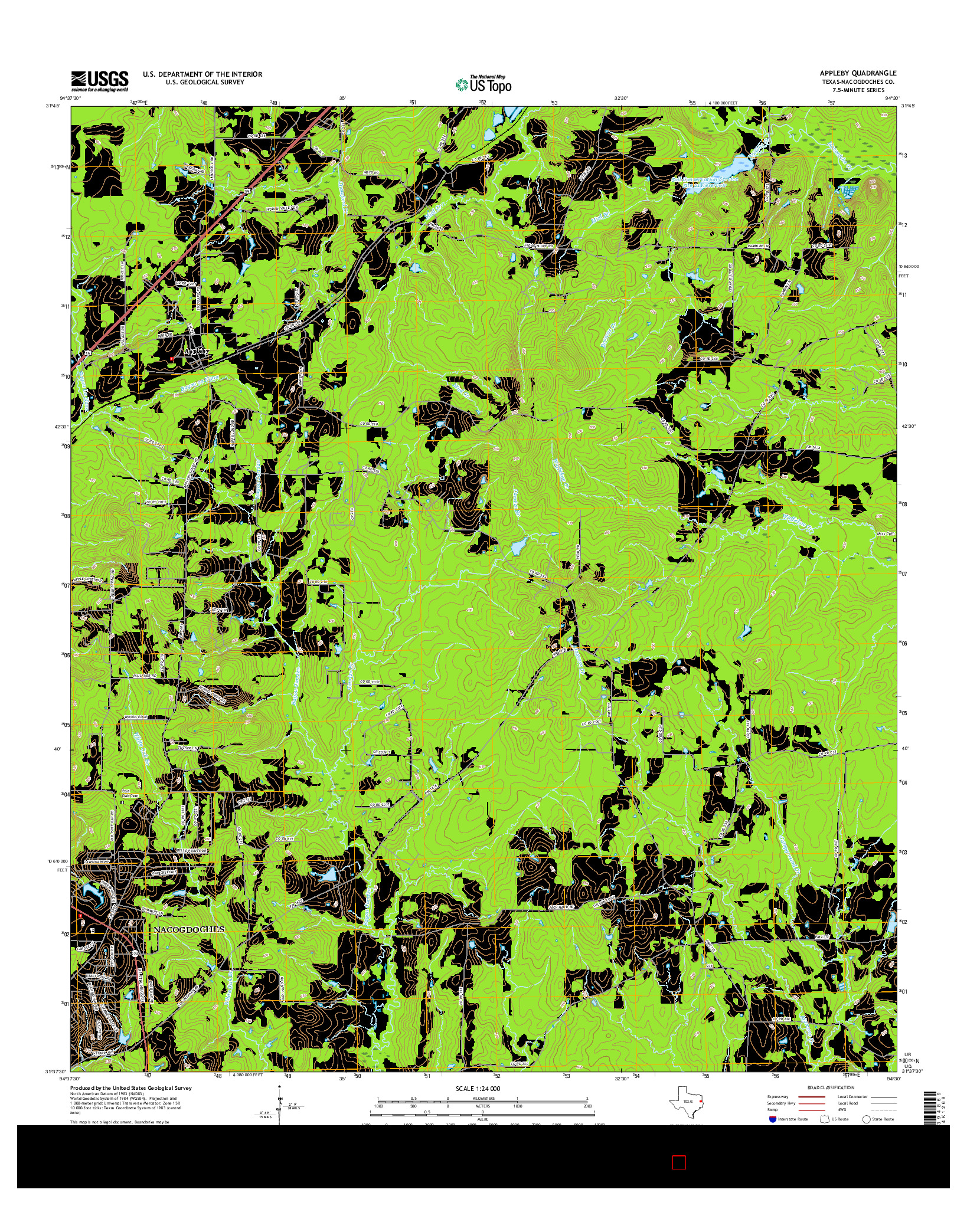 USGS US TOPO 7.5-MINUTE MAP FOR APPLEBY, TX 2016