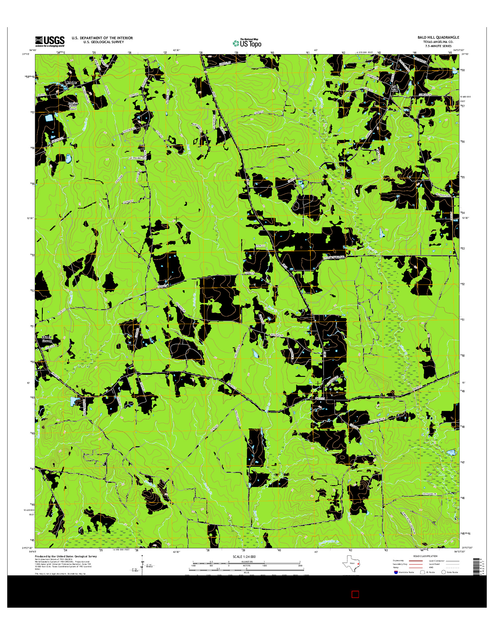 USGS US TOPO 7.5-MINUTE MAP FOR BALD HILL, TX 2016