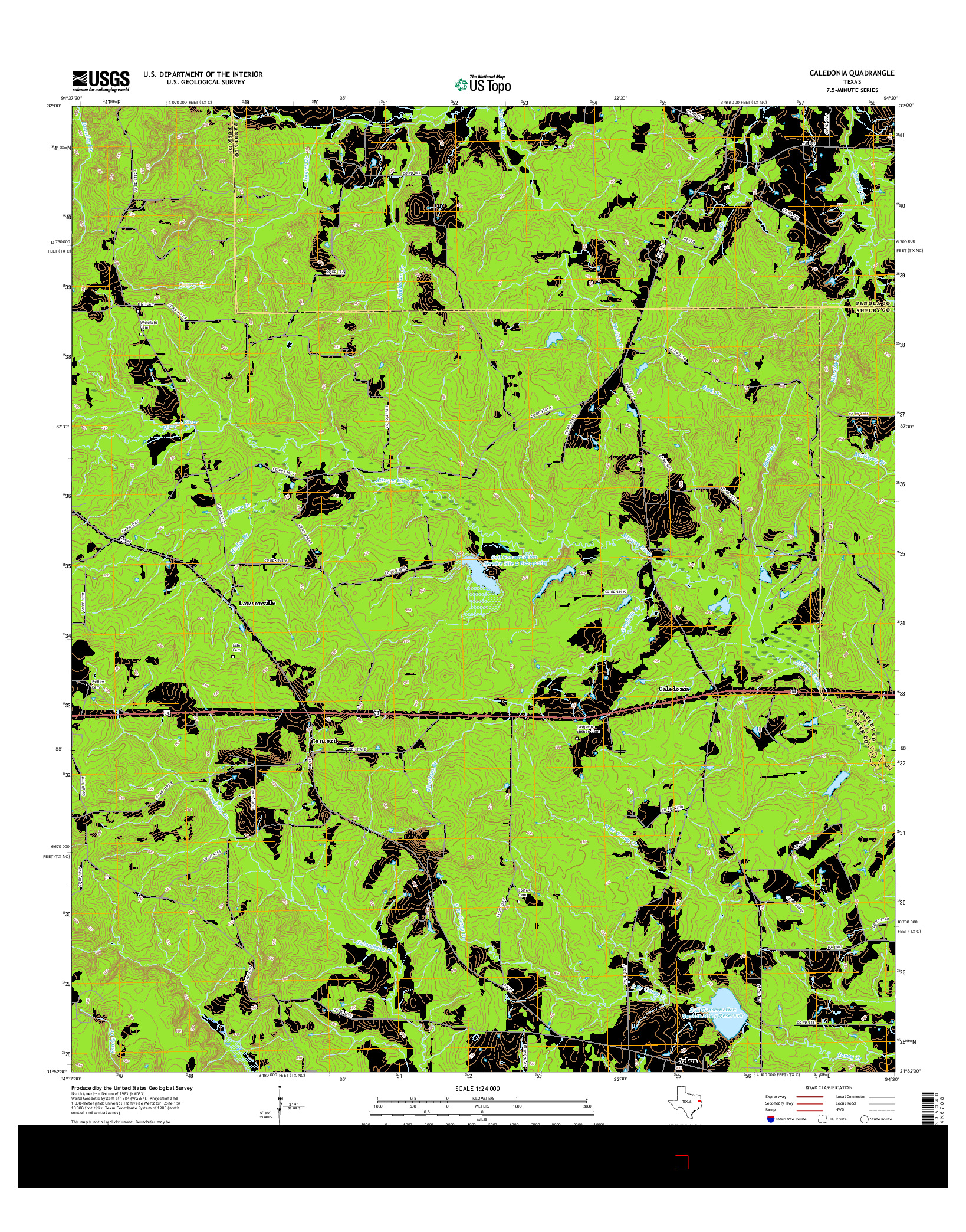 USGS US TOPO 7.5-MINUTE MAP FOR CALEDONIA, TX 2016