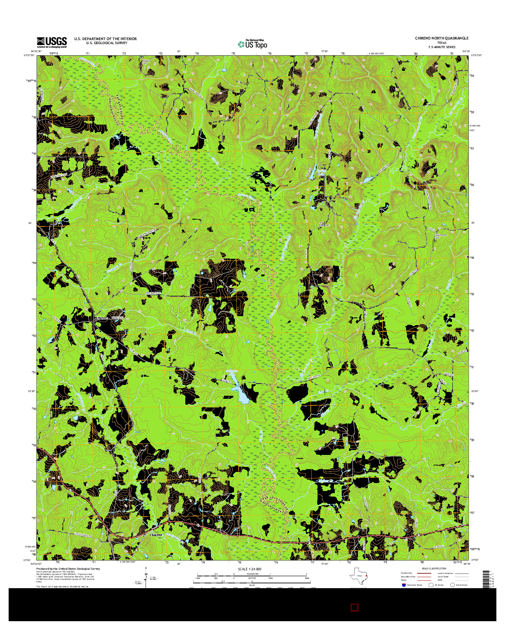 USGS US TOPO 7.5-MINUTE MAP FOR CHIRENO NORTH, TX 2016