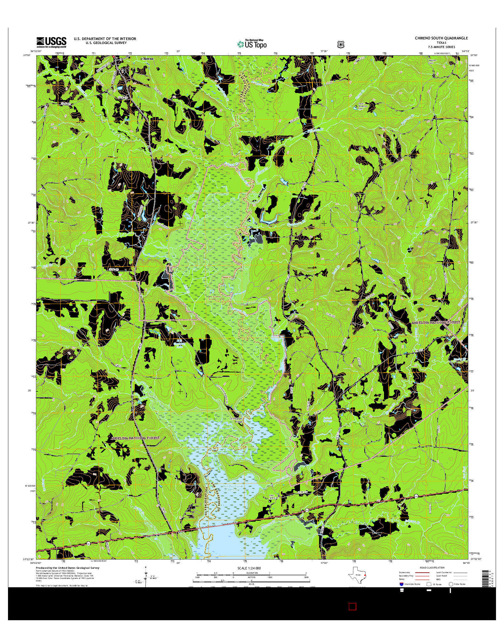 USGS US TOPO 7.5-MINUTE MAP FOR CHIRENO SOUTH, TX 2016