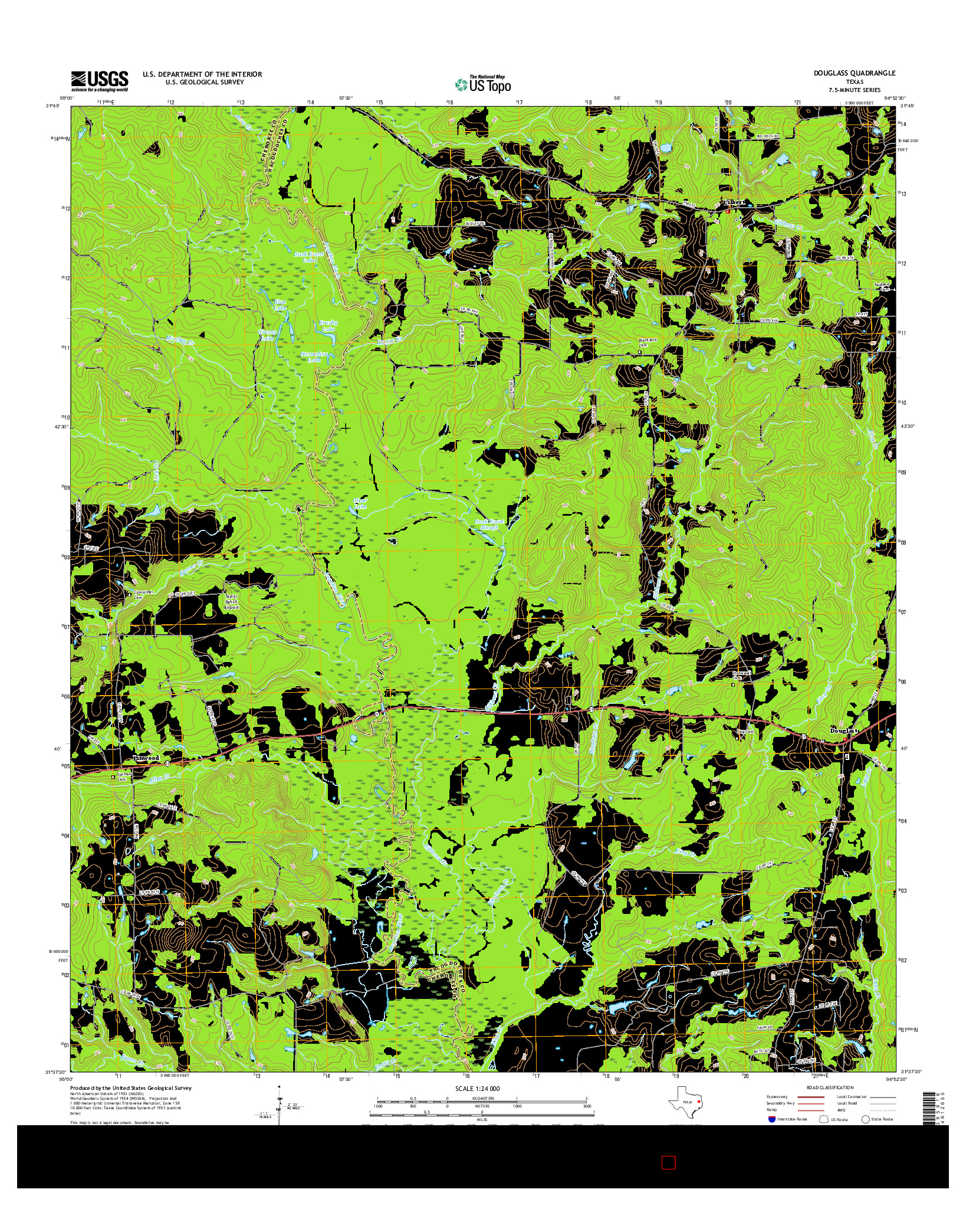 USGS US TOPO 7.5-MINUTE MAP FOR DOUGLASS, TX 2016