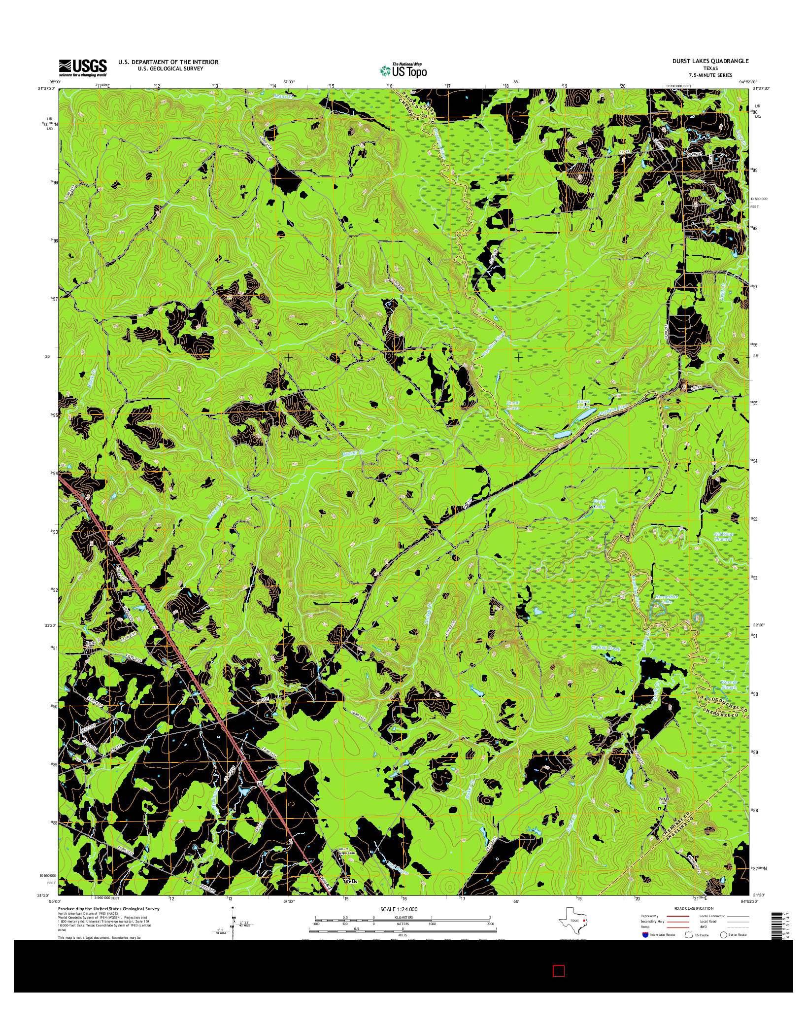 USGS US TOPO 7.5-MINUTE MAP FOR DURST LAKES, TX 2016