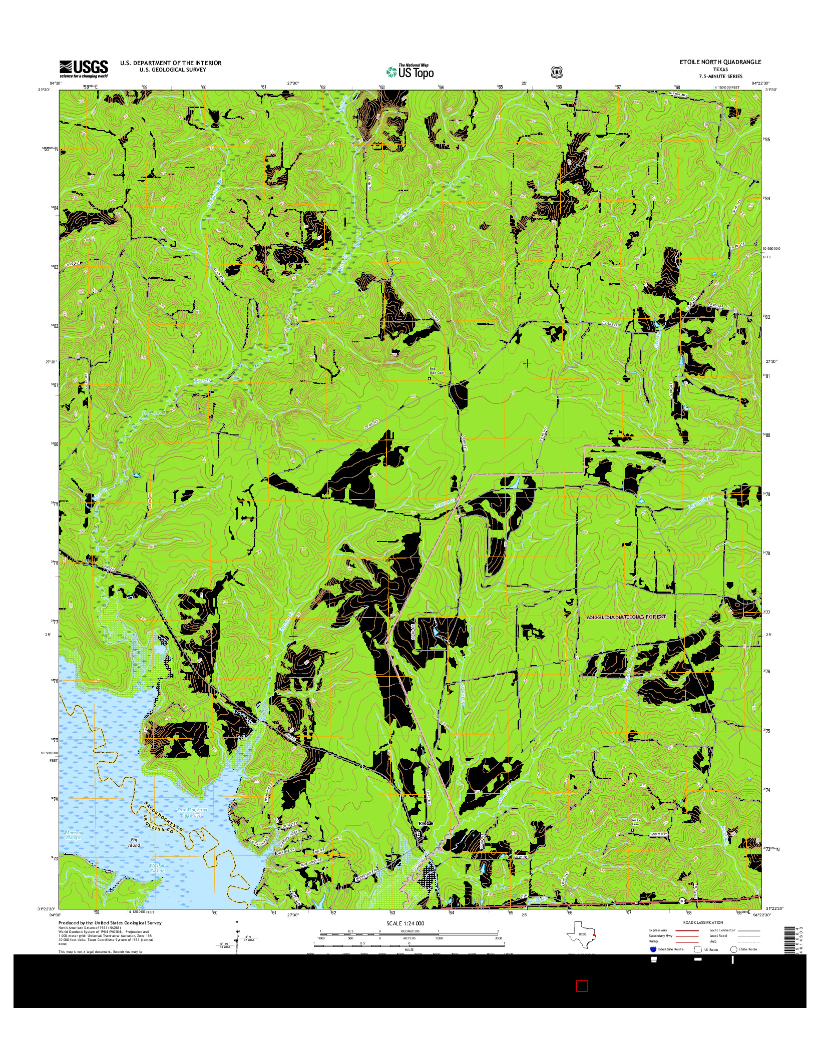 USGS US TOPO 7.5-MINUTE MAP FOR ETOILE NORTH, TX 2016