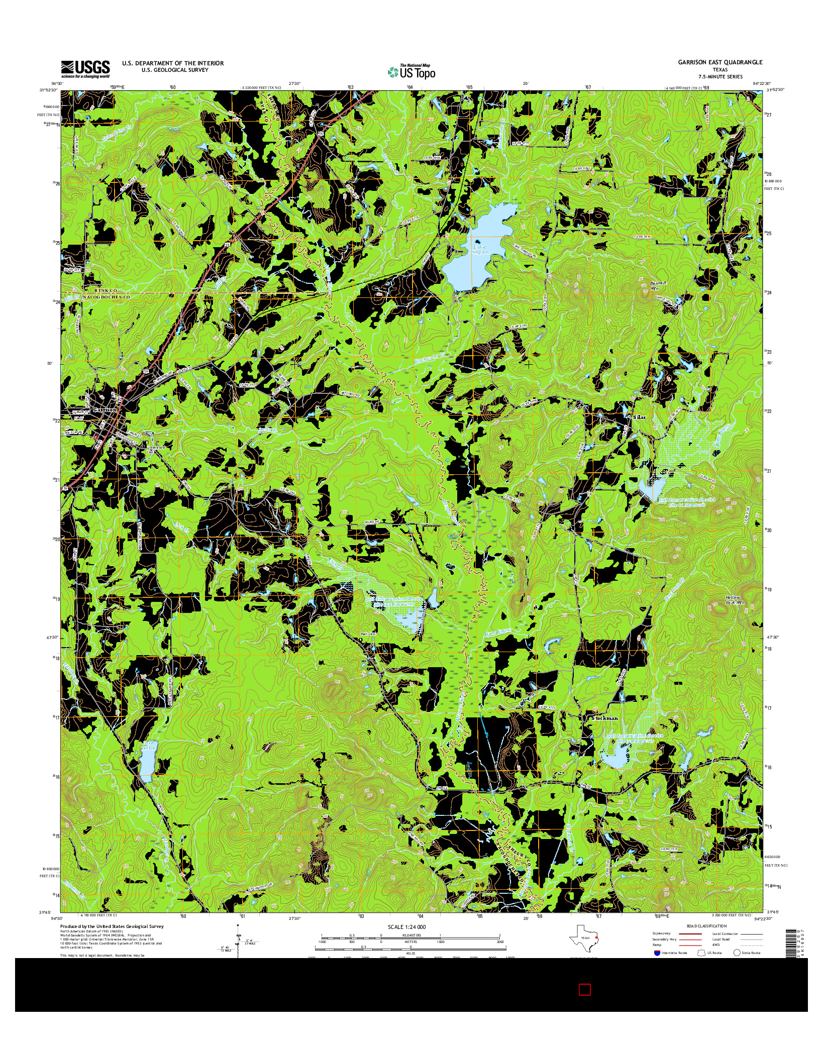 USGS US TOPO 7.5-MINUTE MAP FOR GARRISON EAST, TX 2016