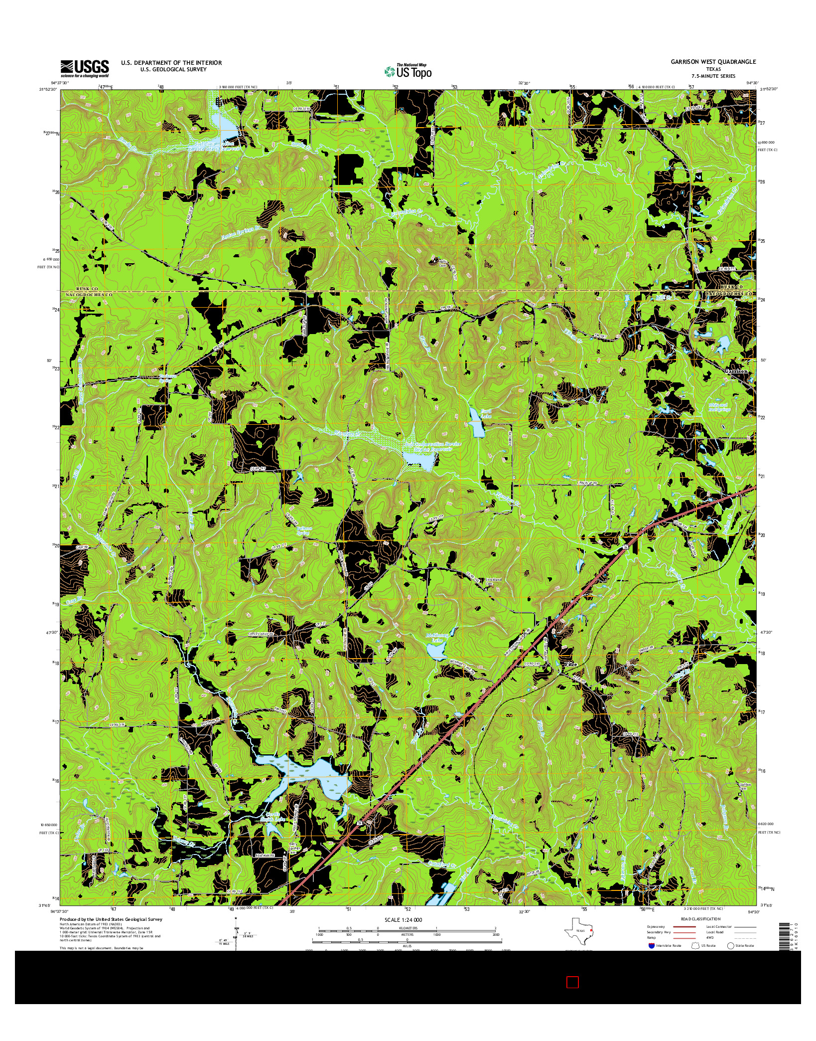 USGS US TOPO 7.5-MINUTE MAP FOR GARRISON WEST, TX 2016