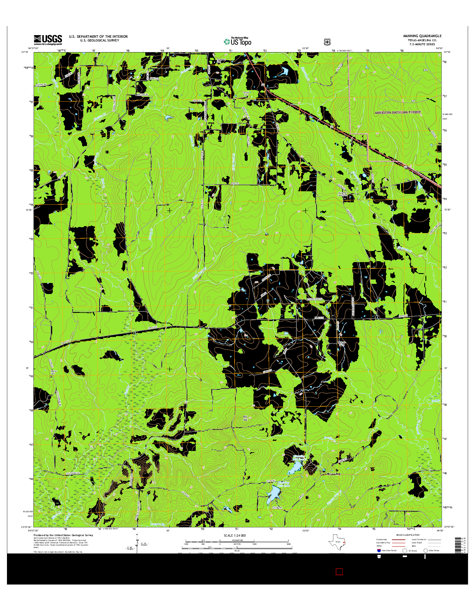 USGS US TOPO 7.5-MINUTE MAP FOR MANNING, TX 2016
