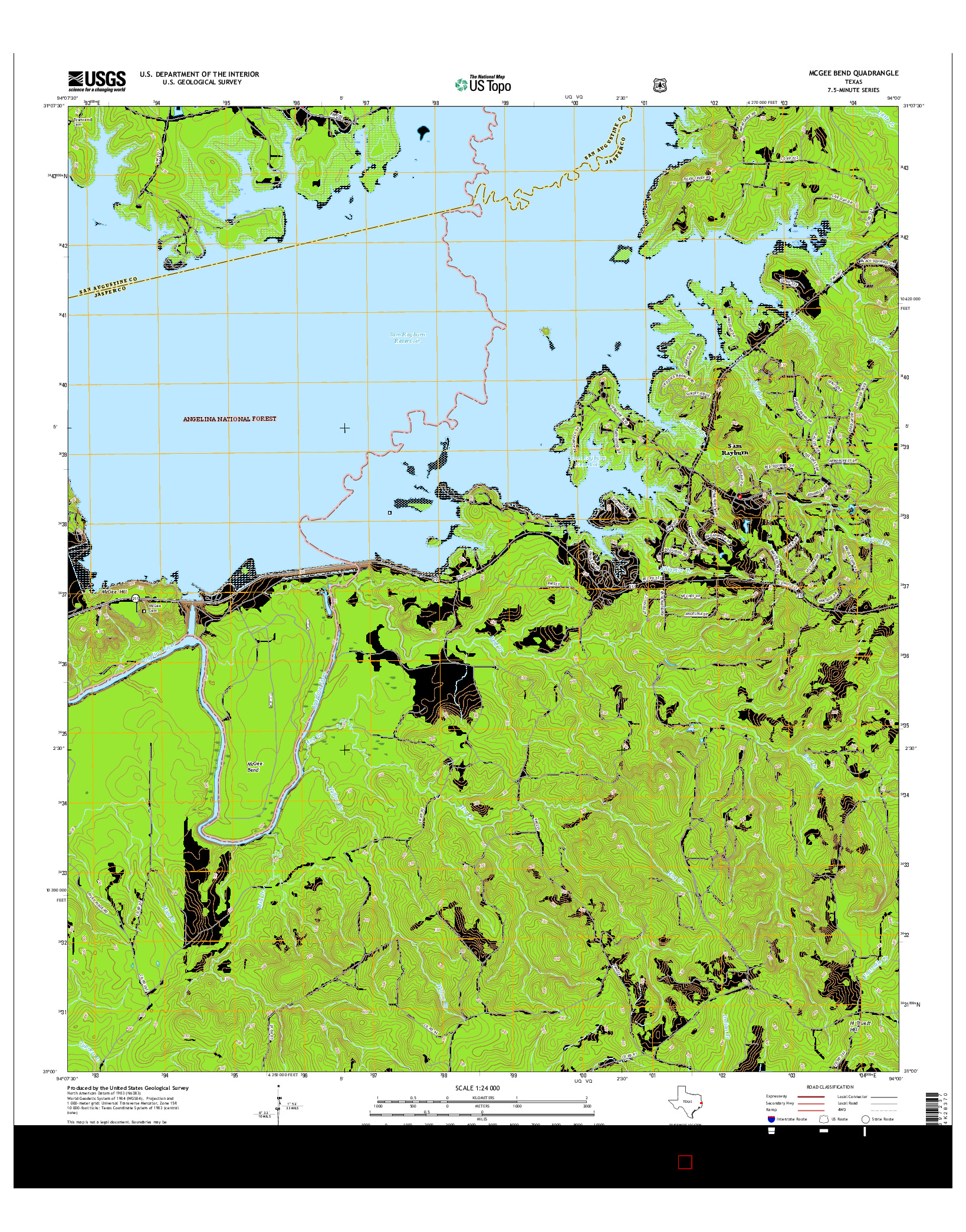 USGS US TOPO 7.5-MINUTE MAP FOR MCGEE BEND, TX 2016