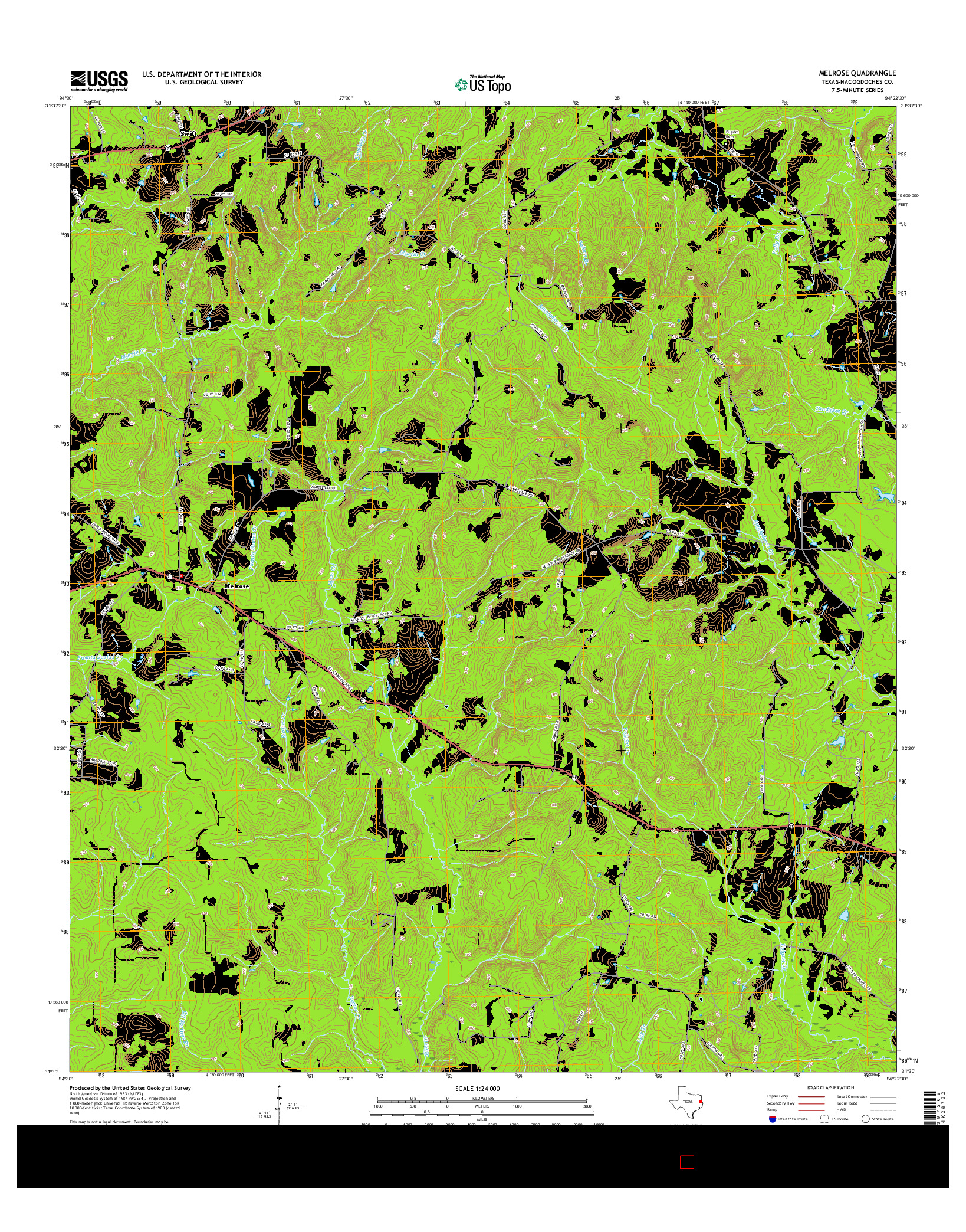 USGS US TOPO 7.5-MINUTE MAP FOR MELROSE, TX 2016